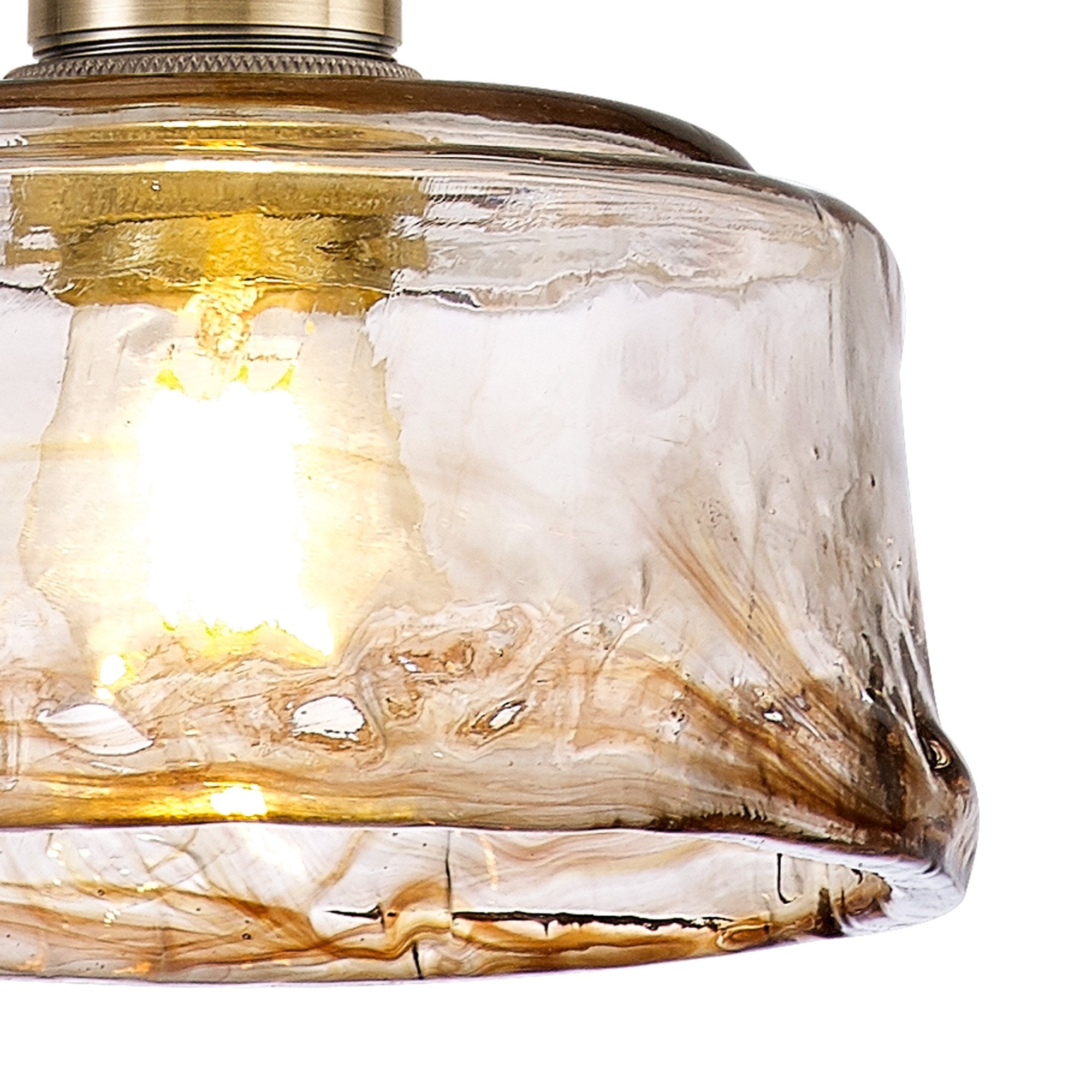 Fabula Merryhill Single Pendant - Antique Brass, Golden Brown Twisted Cable & Brown Bowl Glass