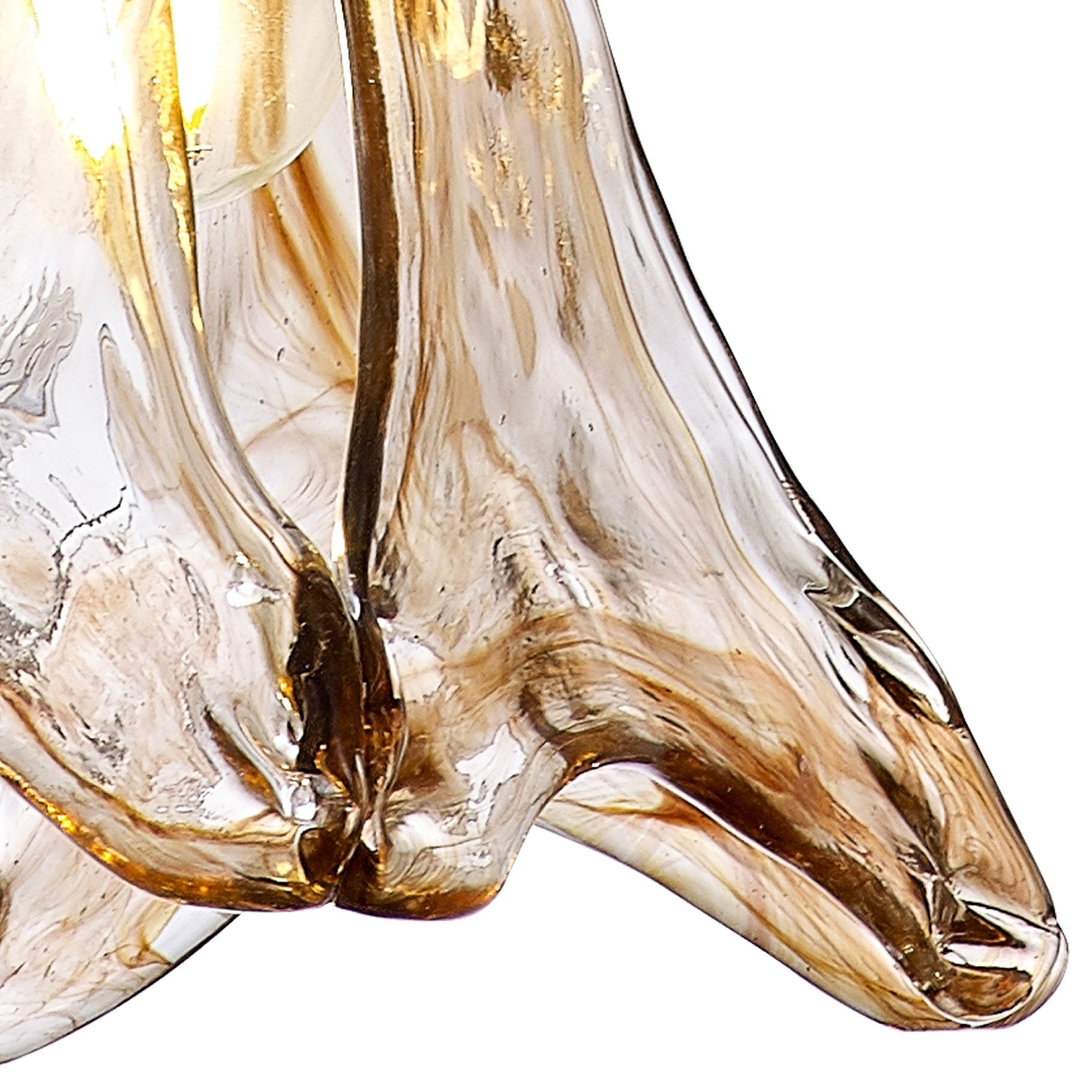 Fabula Merryhill Single Pendant - Antique Brass, Golden Brown Twisted Cable & Brown Flower Glass