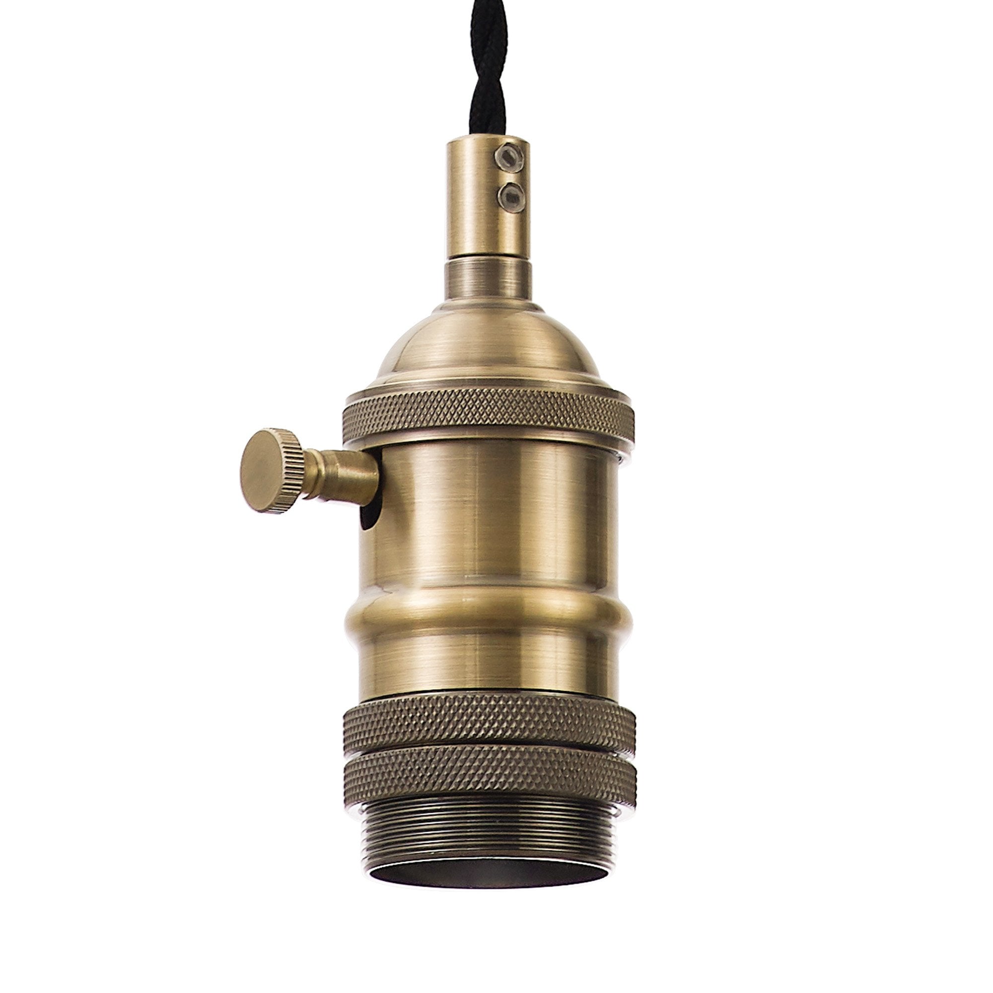 Fabula Merryhill Single Pendant Light Kit - Antique Brass & Black Twisted Cable - Frame Only