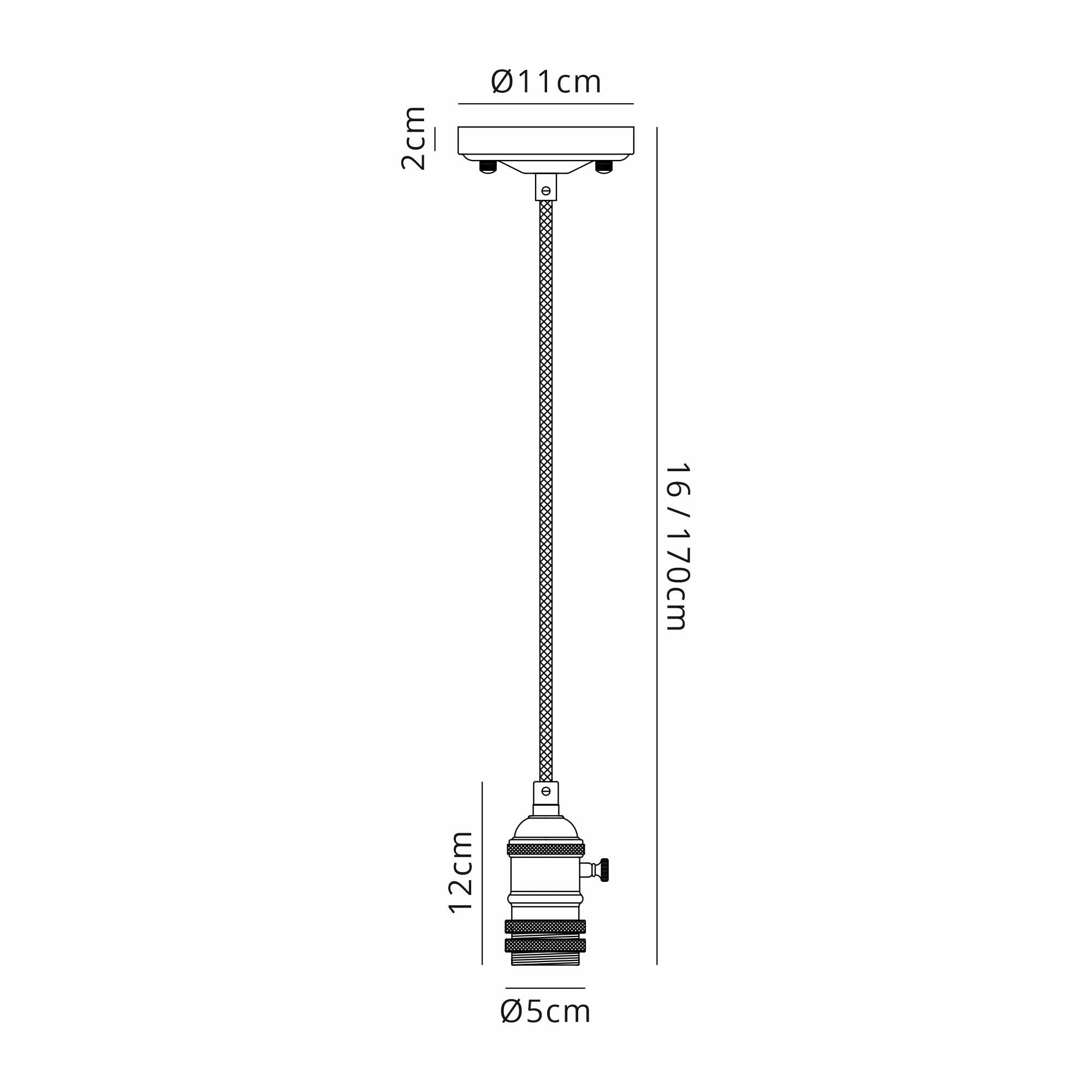 Fabula Merryhill Single Pendant Light Kit - Antique Brass & Golden Brown Twisted Cable - Frame Only