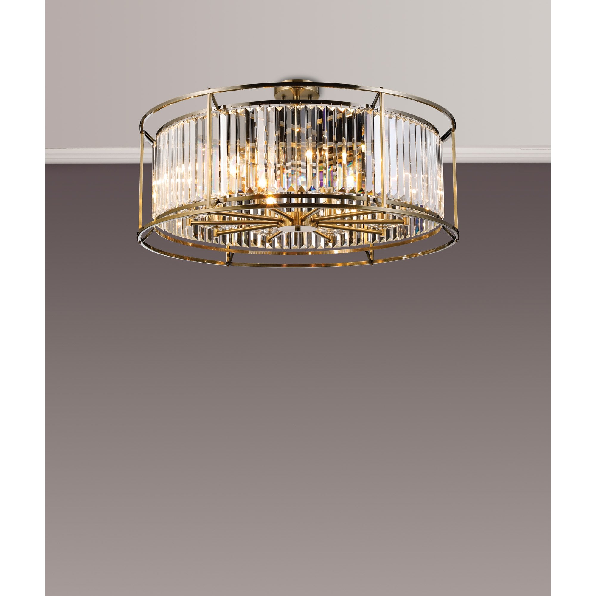 Fabula Oakhurst 10 Light Pendant - Antique Brass & Clear Glass
