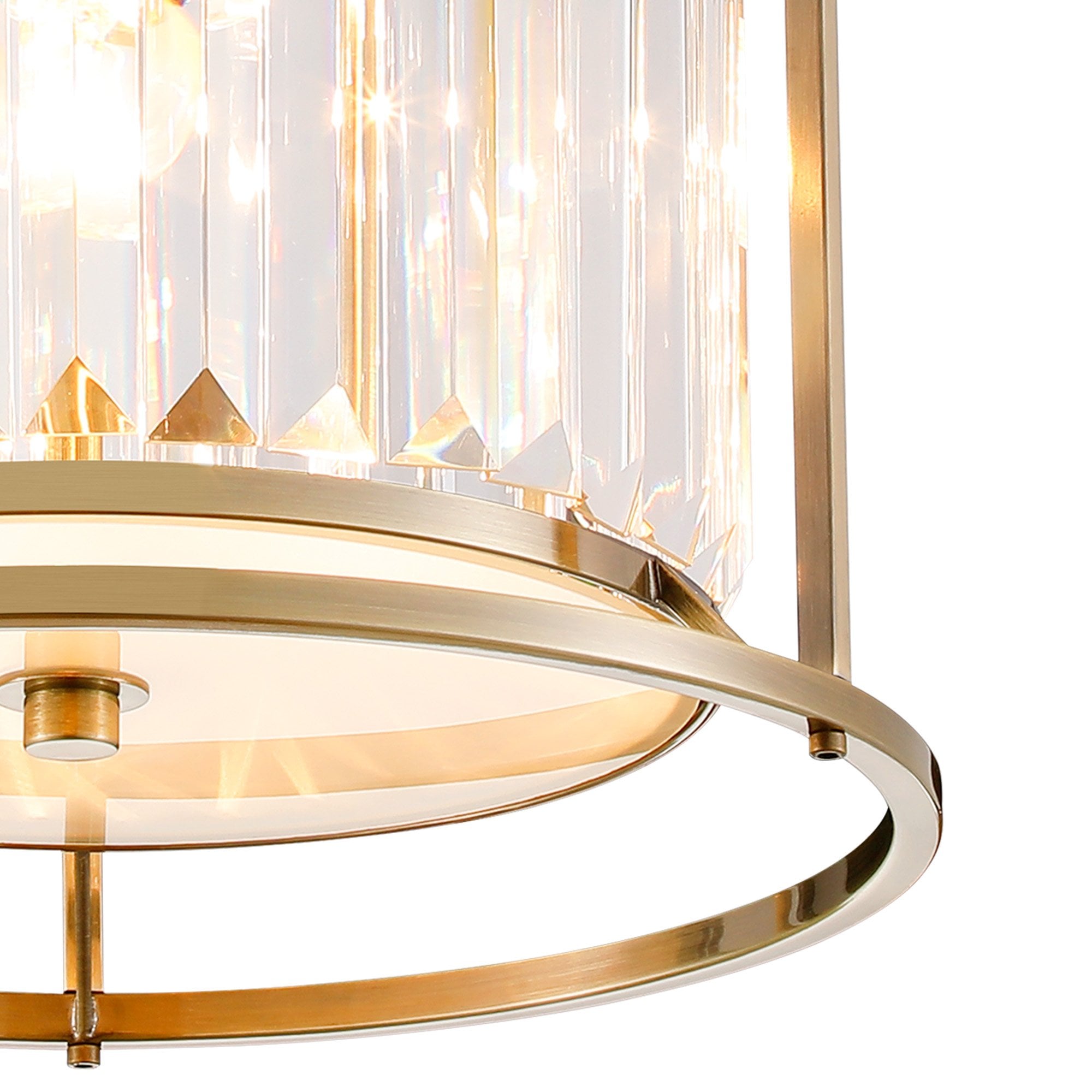 Fabula Oakhurst 3 Light Flush Light - Antique Brass & Clear Glass