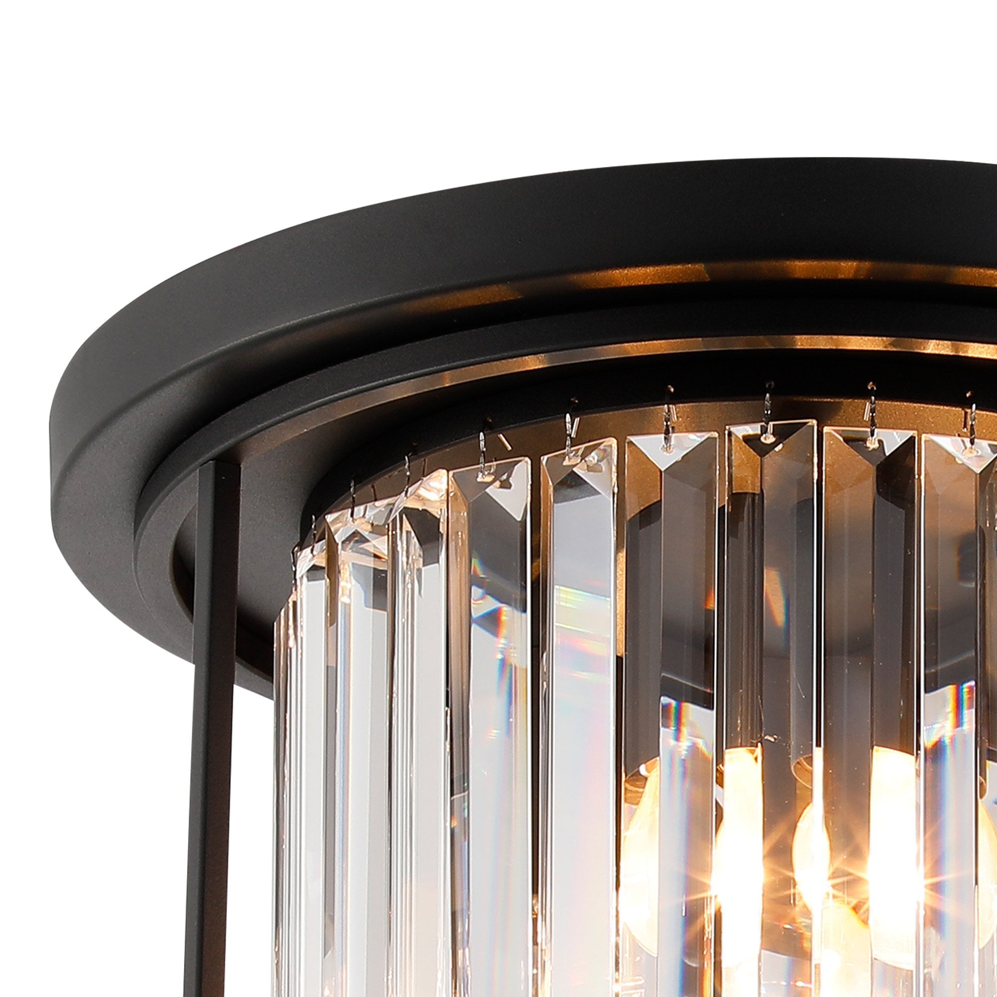 Fabula Oakhurst 3 Light Flush Light - Satin Black & Clear Glass