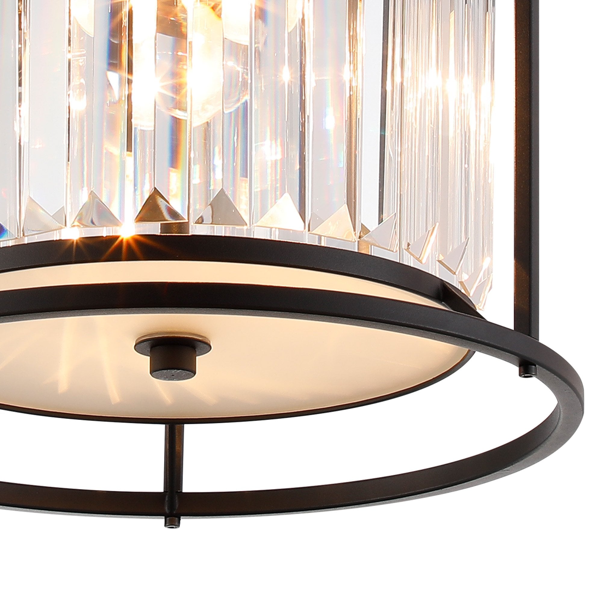 Fabula Oakhurst 3 Light Flush Light - Satin Black & Clear Glass