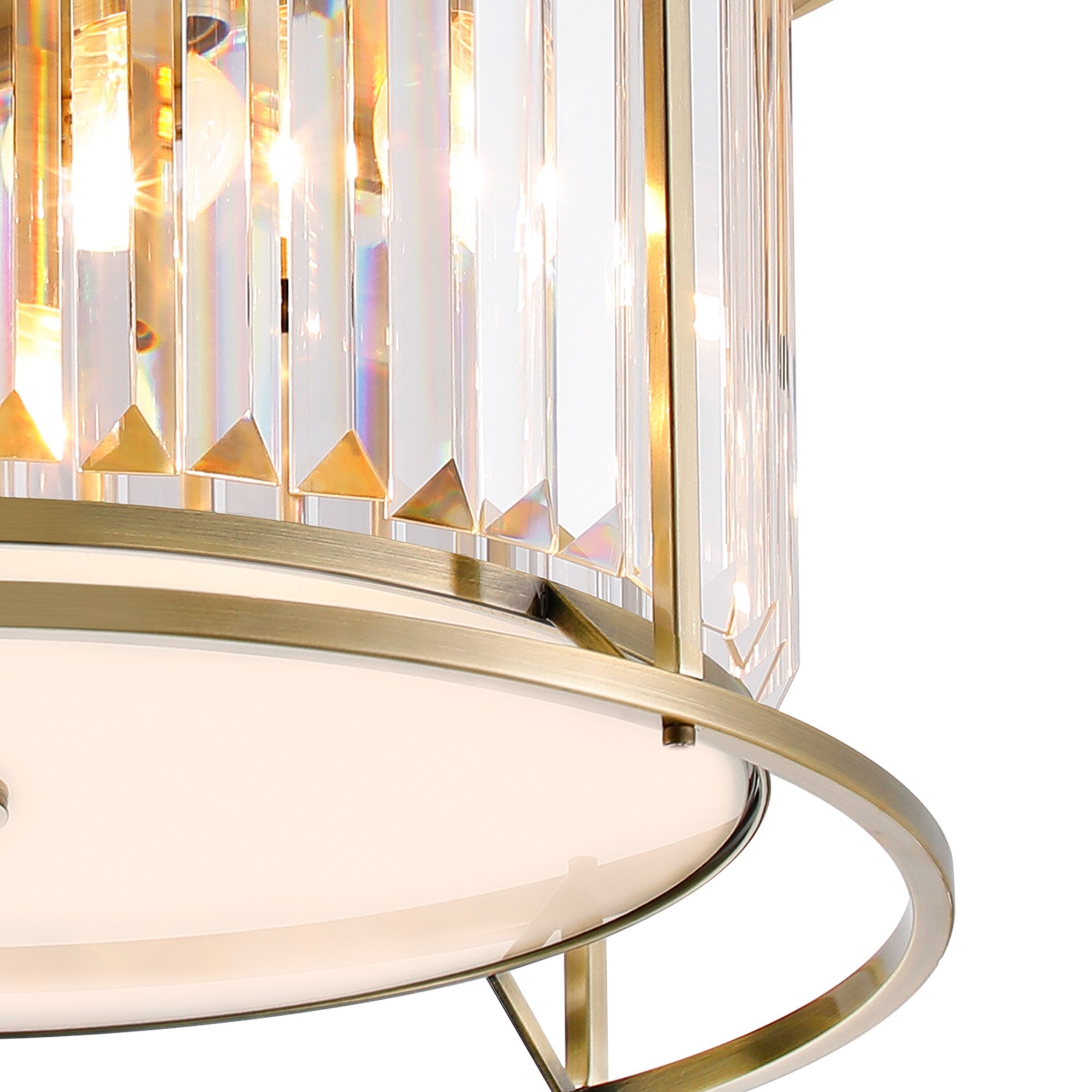 Fabula Oakhurst 4 Light Flush Light - Antique Brass & Clear Glass