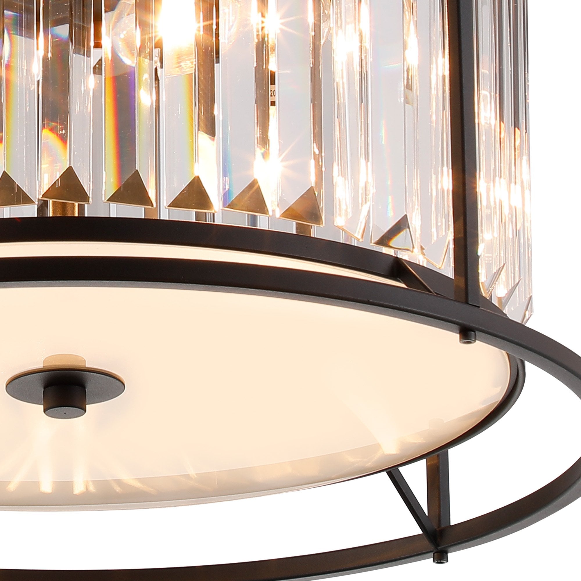 Fabula Oakhurst 4 Light Flush Light - Satin Black & Clear Glass