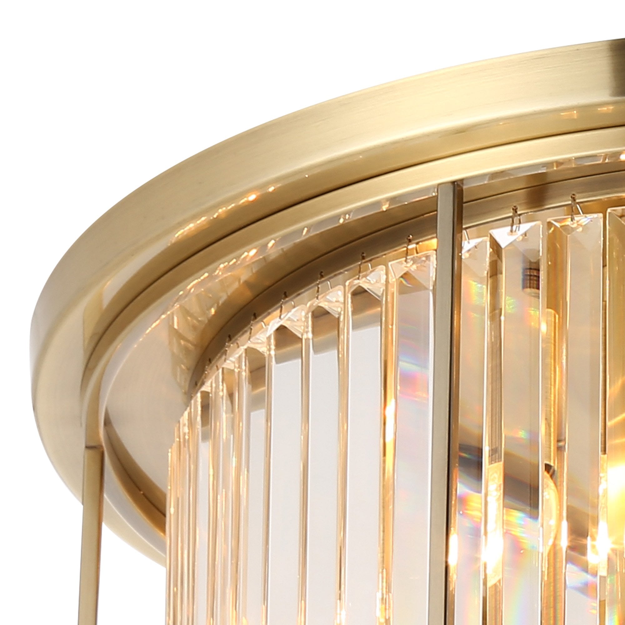 Fabula Oakhurst 6 Light Flush Light - Antique Brass & Clear Glass