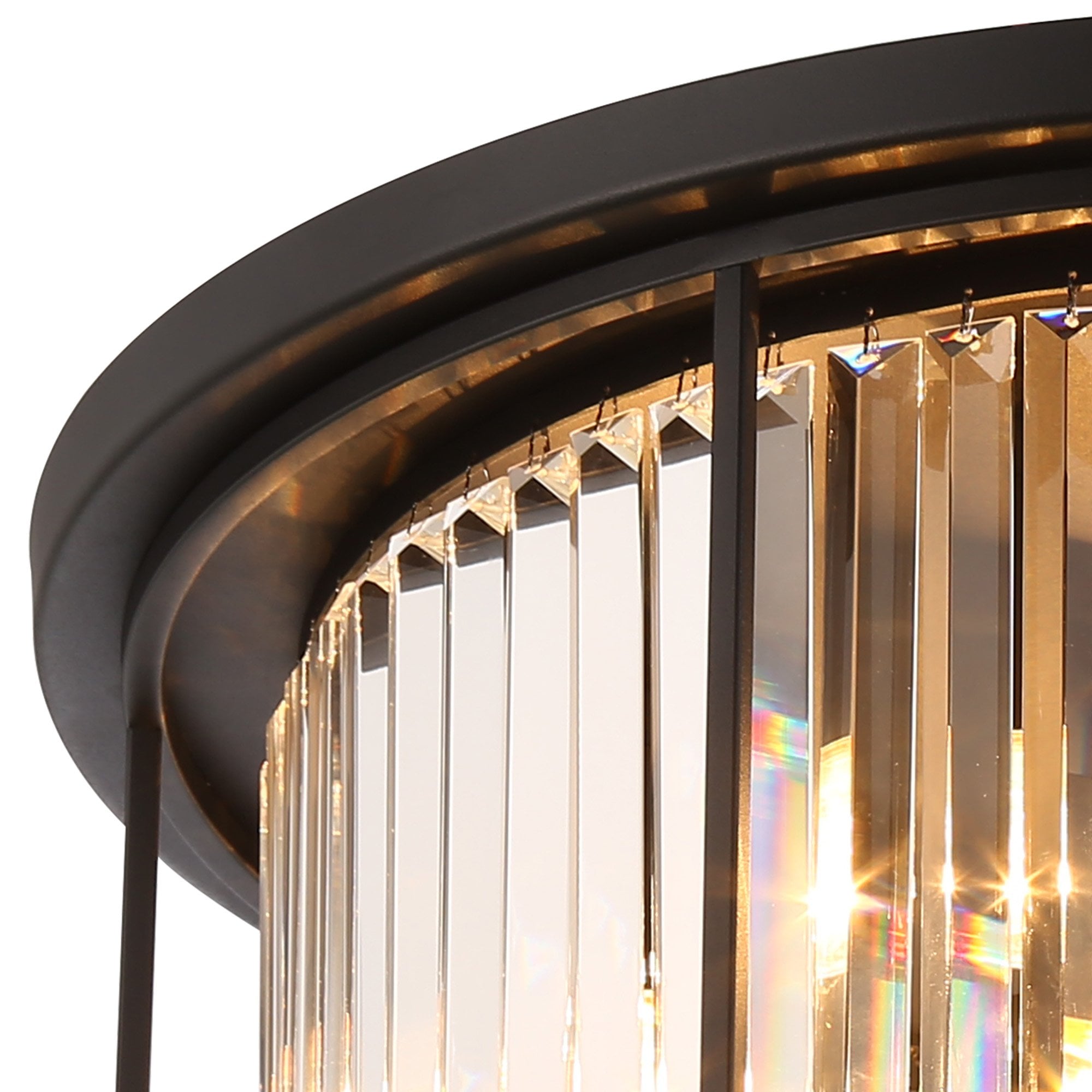 Fabula Oakhurst 6 Light Flush Light - Satin Black & Clear Glass