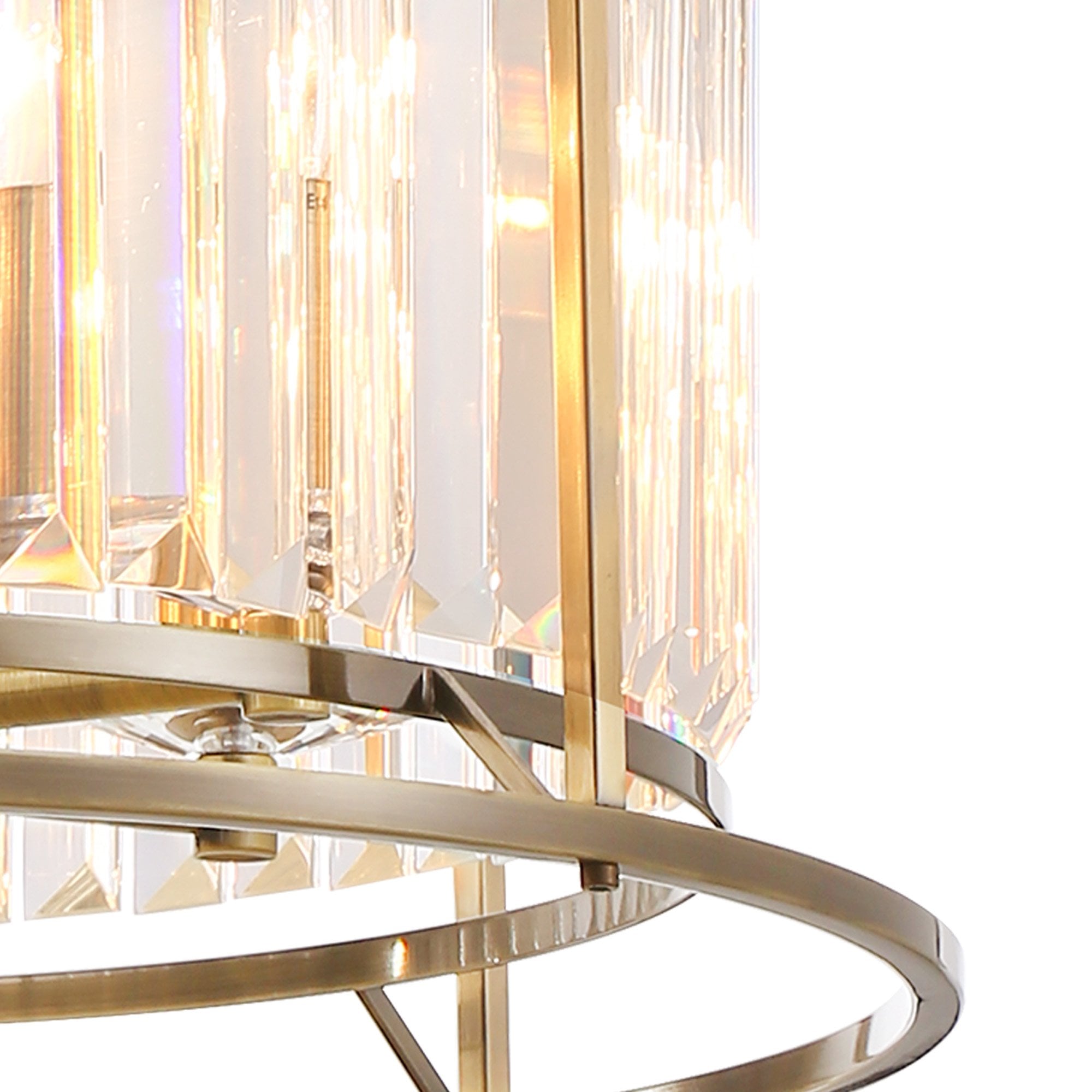Fabula Oakhurst 6 Light Pendant/Semi-Flush Light - Antique Brass & Clear Glass
