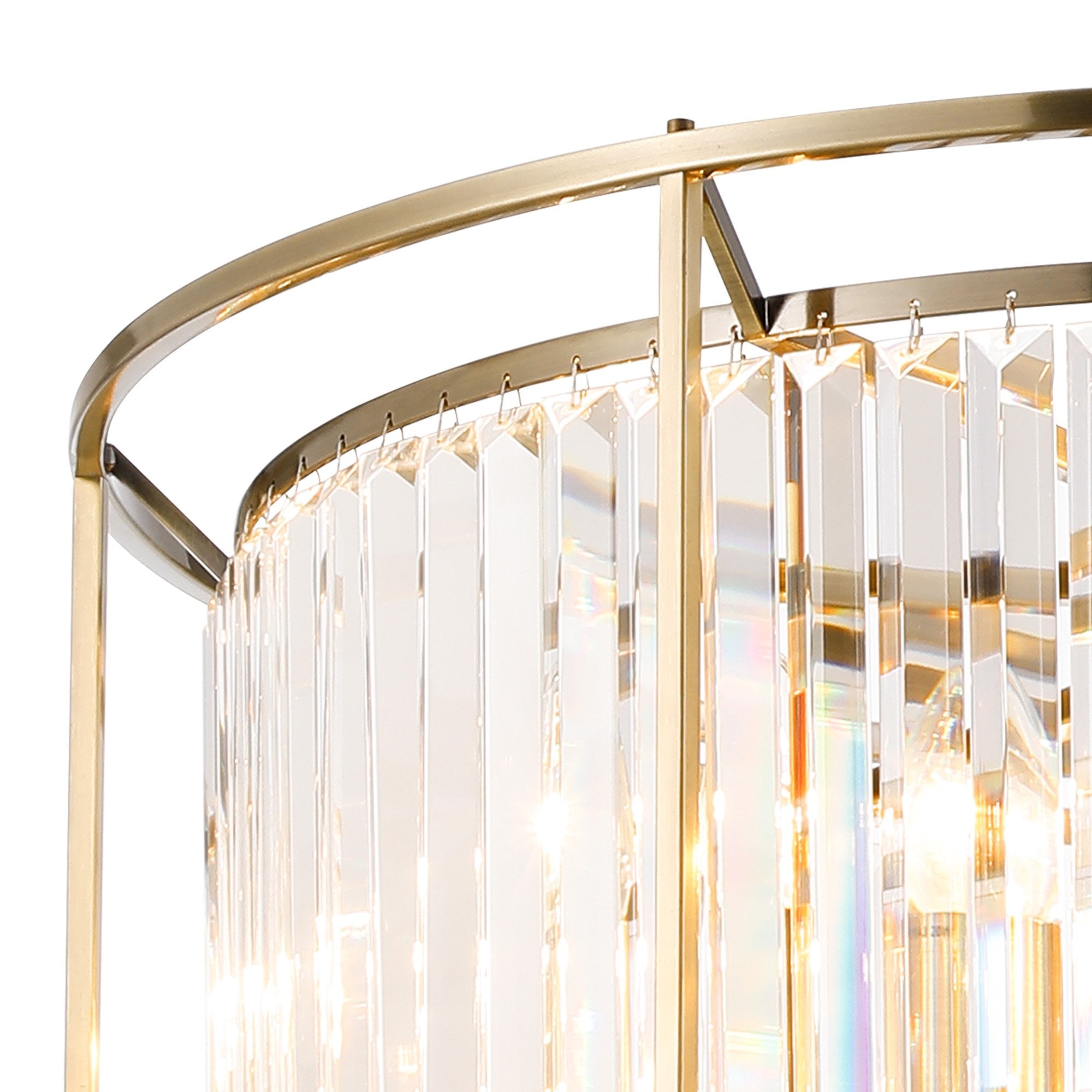 Fabula Oakhurst 8 Light Pendant/Semi-Flush Light - Antique Brass & Clear Glass