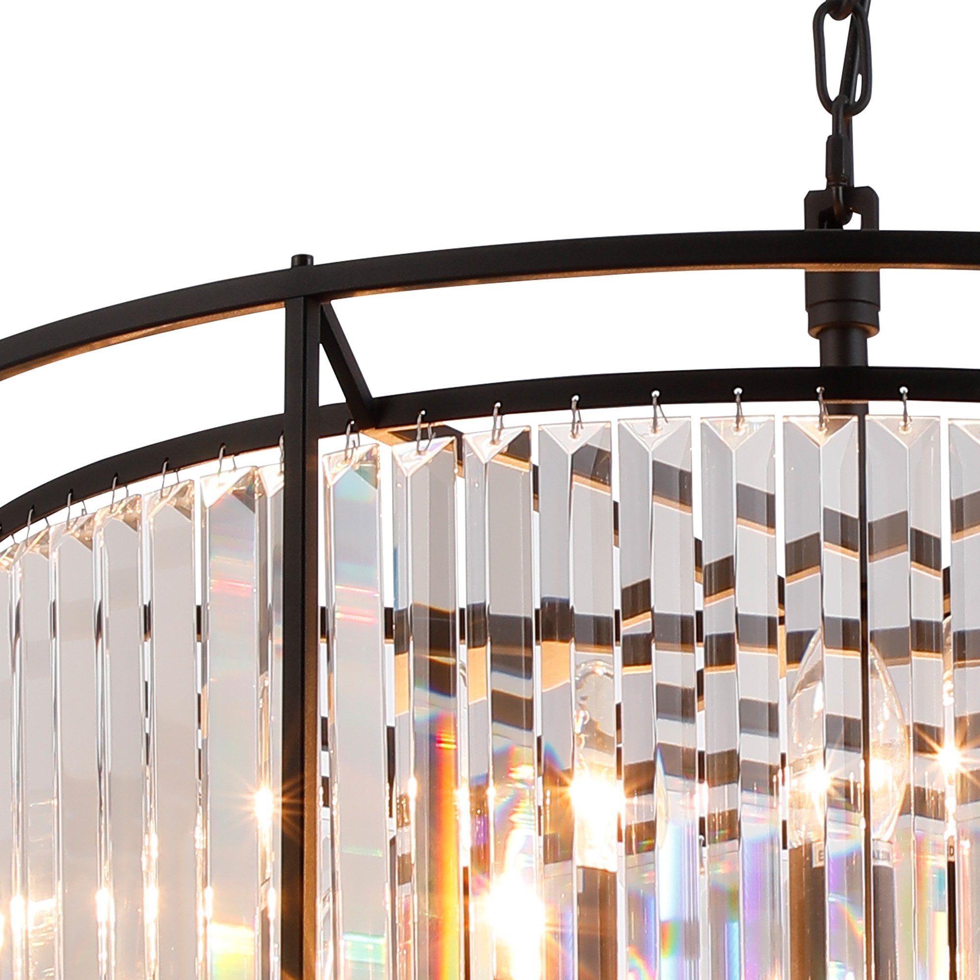 Fabula Oakhurst 8 Light Pendant/Semi-Flush Light - Satin Black & Clear Glass