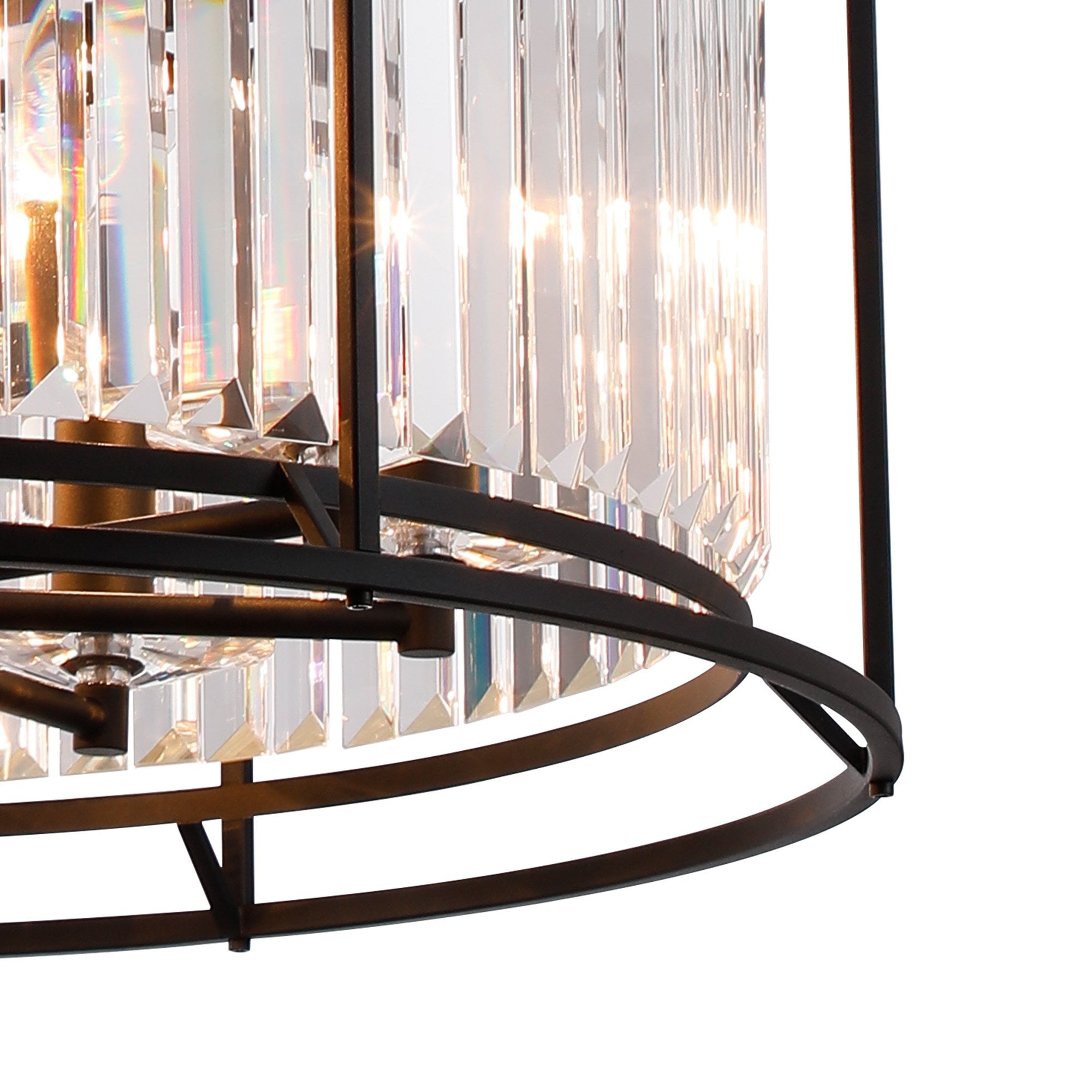 Fabula Oakhurst 8 Light Pendant/Semi-Flush Light - Satin Black & Clear Glass