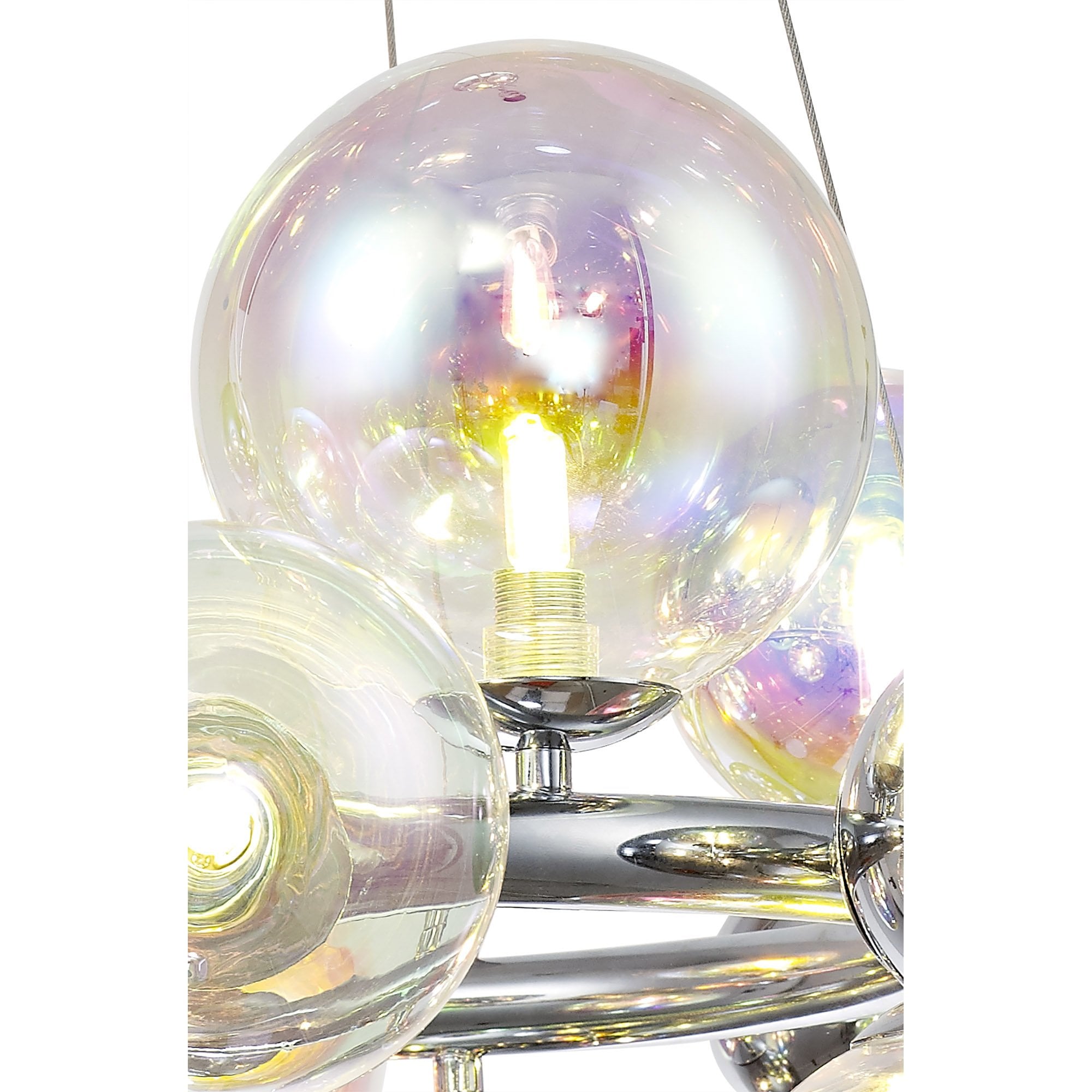 Fabula Roding 12 Light Circular Pendant - Polished Chrome & Iridescent Glass