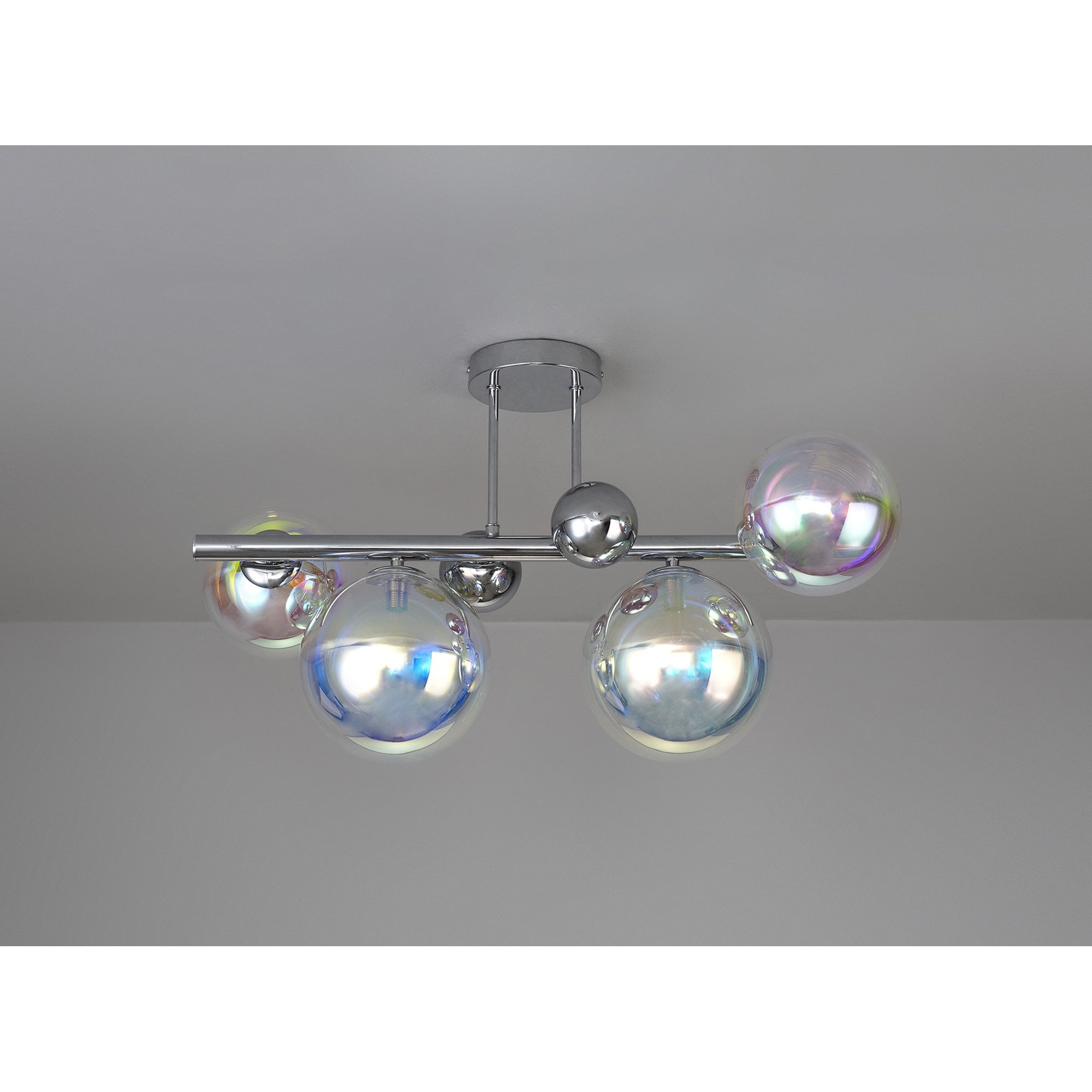 Fabula Roding 4 Light Semi-Flush Light - Polished Chrome & Iridescent Glass