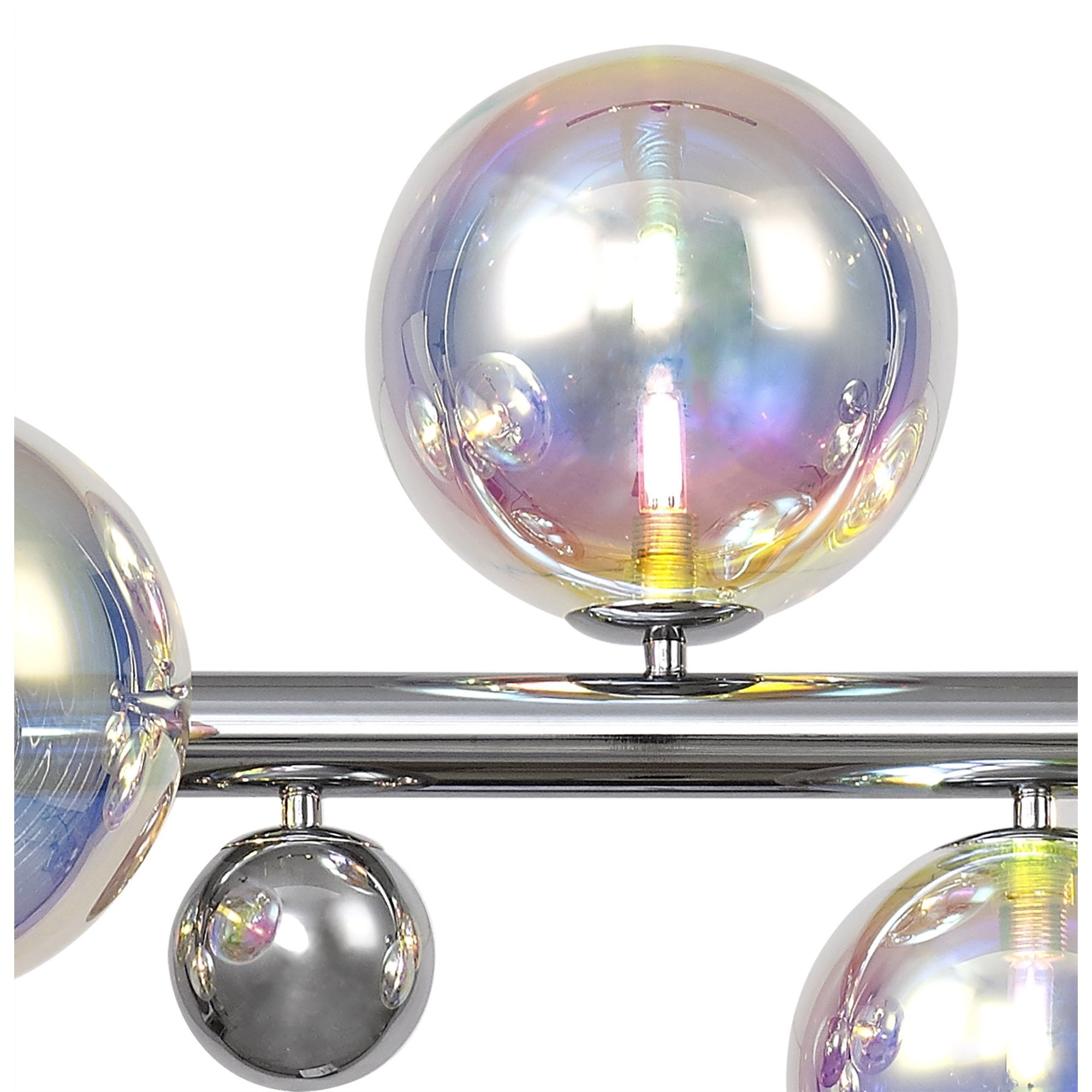 Fabula Roding 7 Light Linear Pendant - Polished Chrome & Iridescent Glass