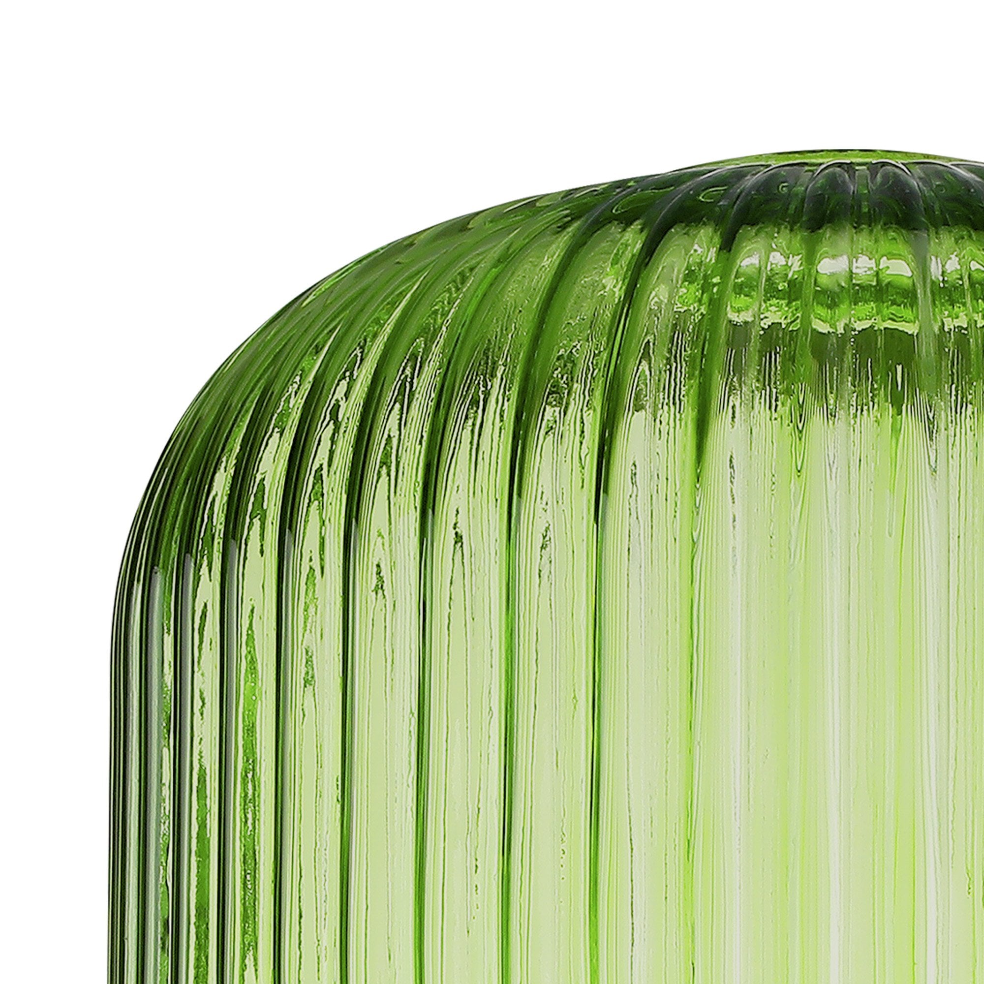 Fabula Springfield 20cm Pumpkin Shaped Ribbed Shade - Green Glass - Shade Only