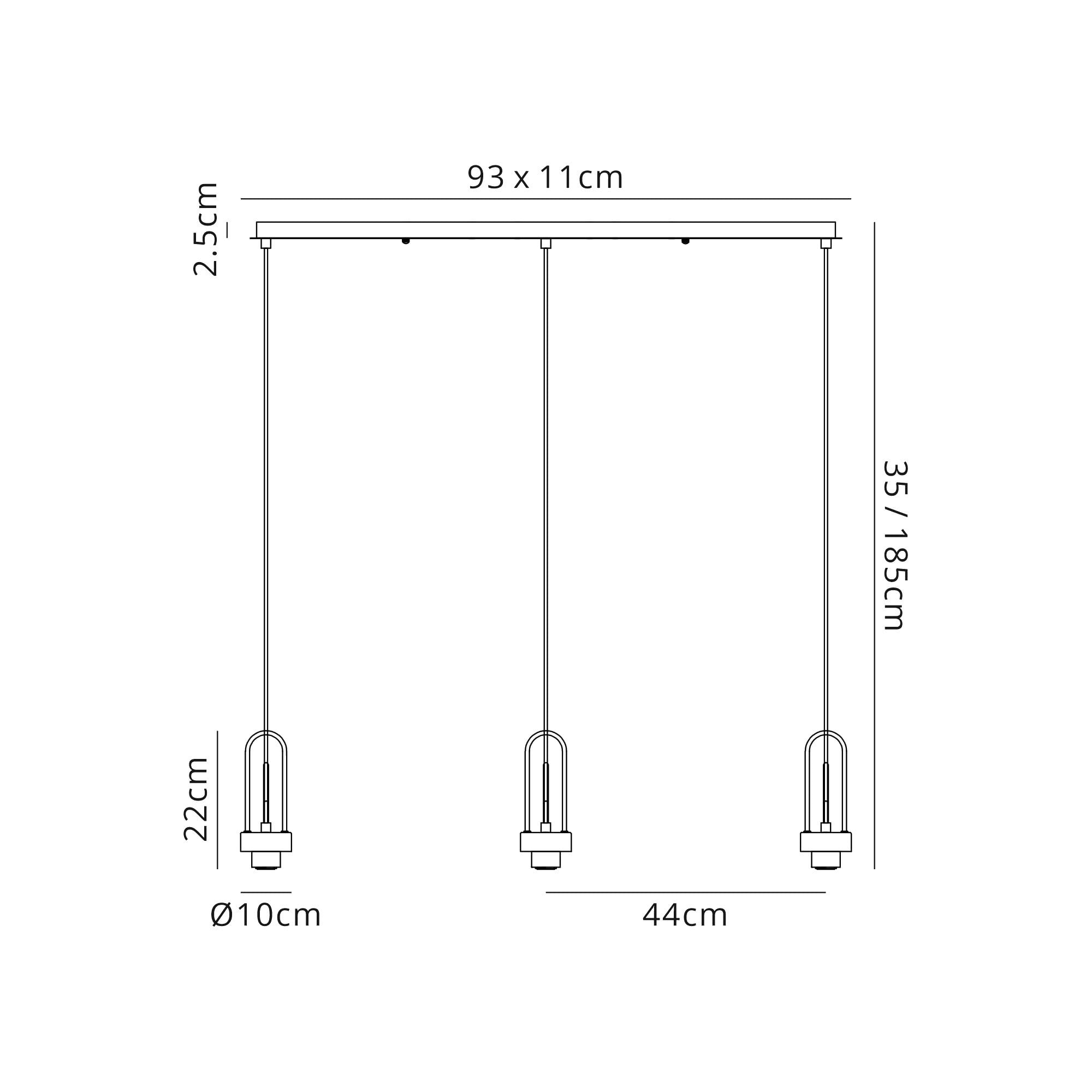 Fabula Springfield 3 Light Linear Suspension Kit - Copper - Frame Only