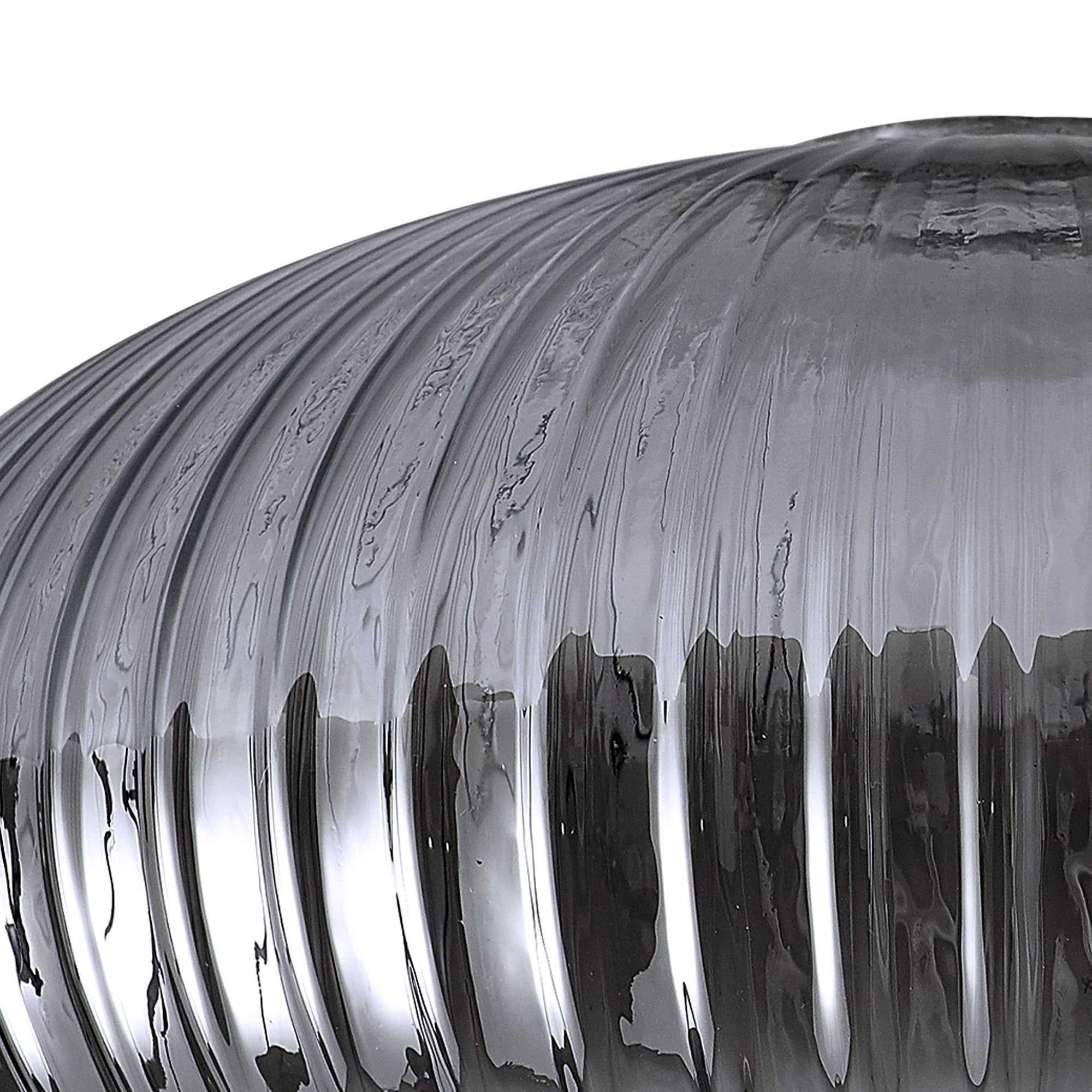 Fabula Springfield 30cm Oval Sphere Ribbed Shade - Smoked Glass - Shade Only