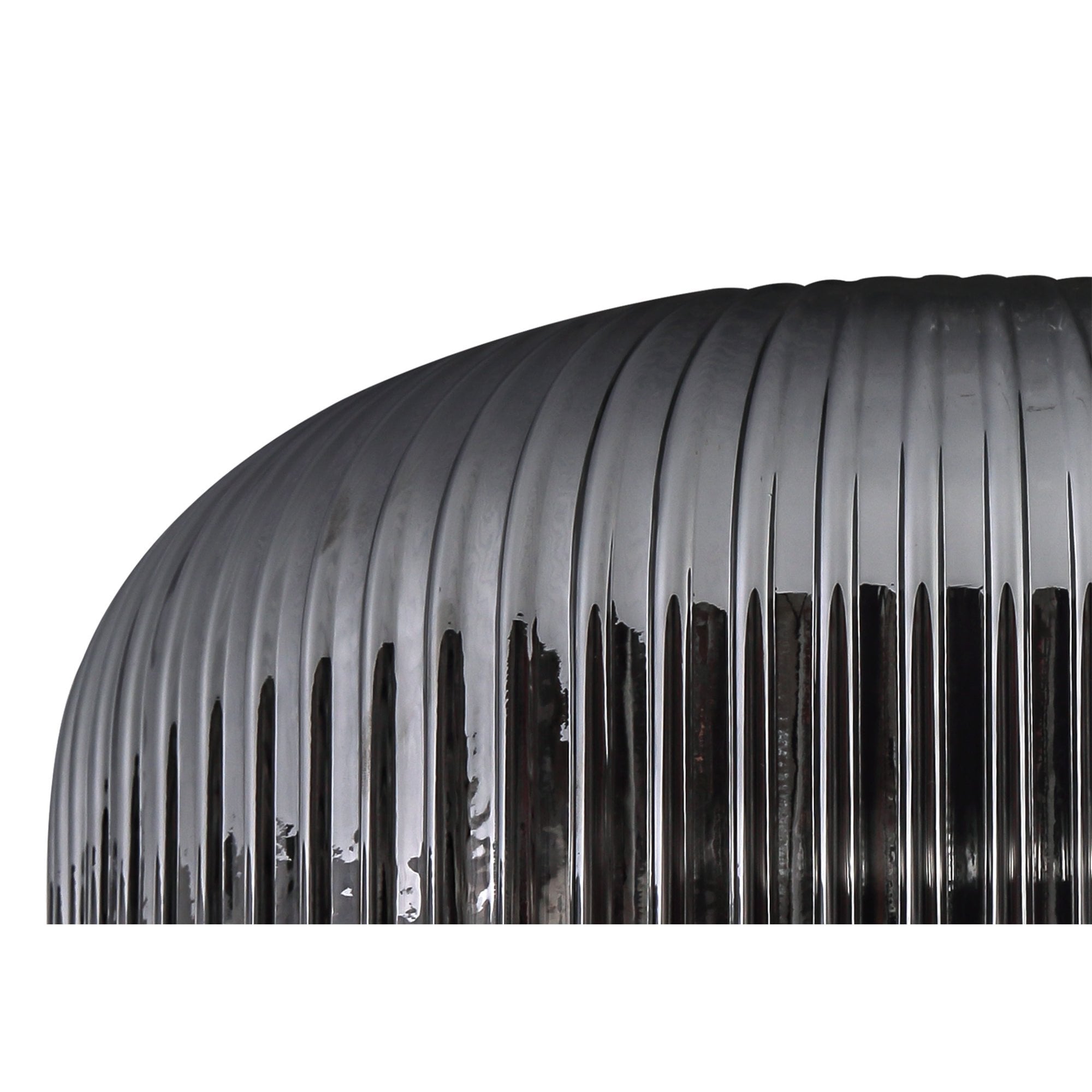 Fabula Springfield 30cm Pumpkin Shaped Ribbed Shade - Smoked Glass - Shade Only