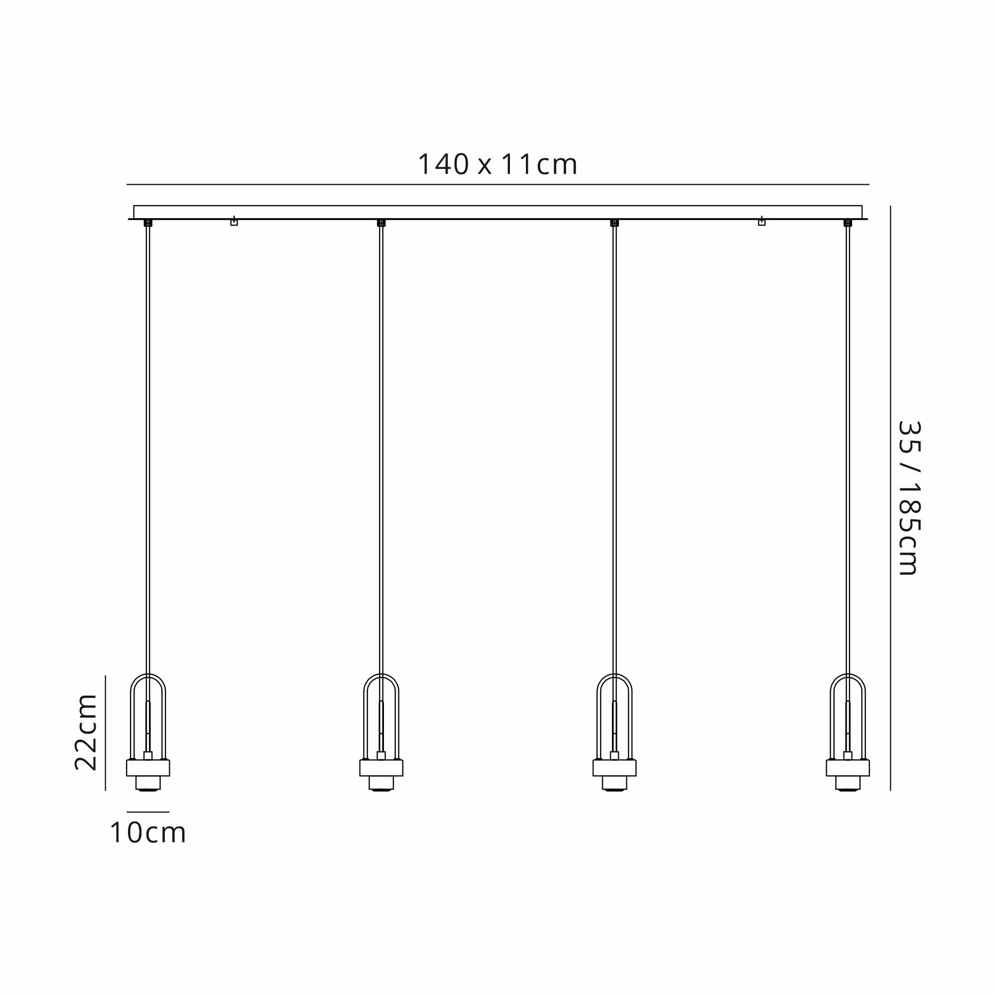 Fabula Springfield 4 Light Linear Suspension Kit - Antique Silver - Frame Only