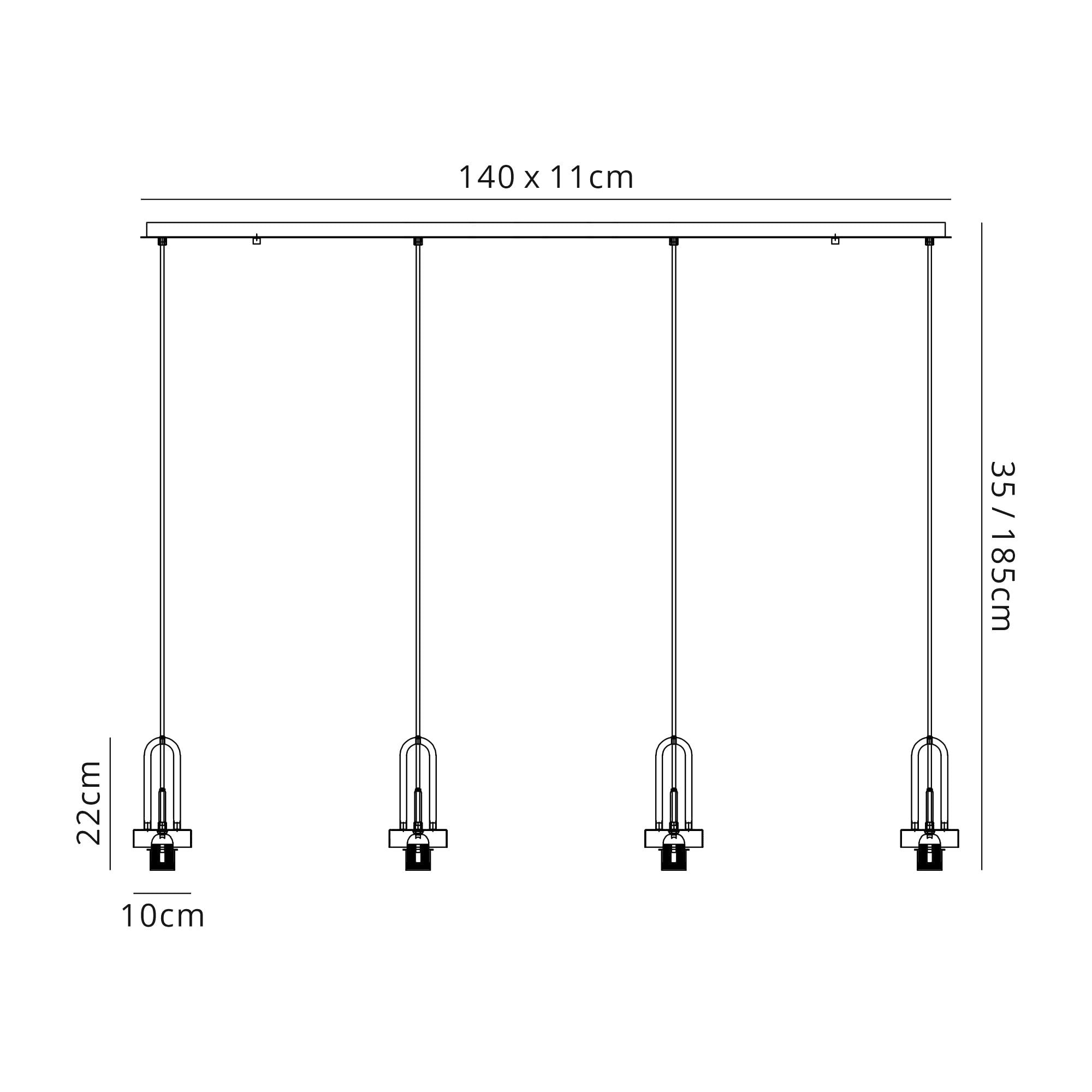Fabula Springfield 4 Light Linear Suspension Kit - Matt Black - Frame Only