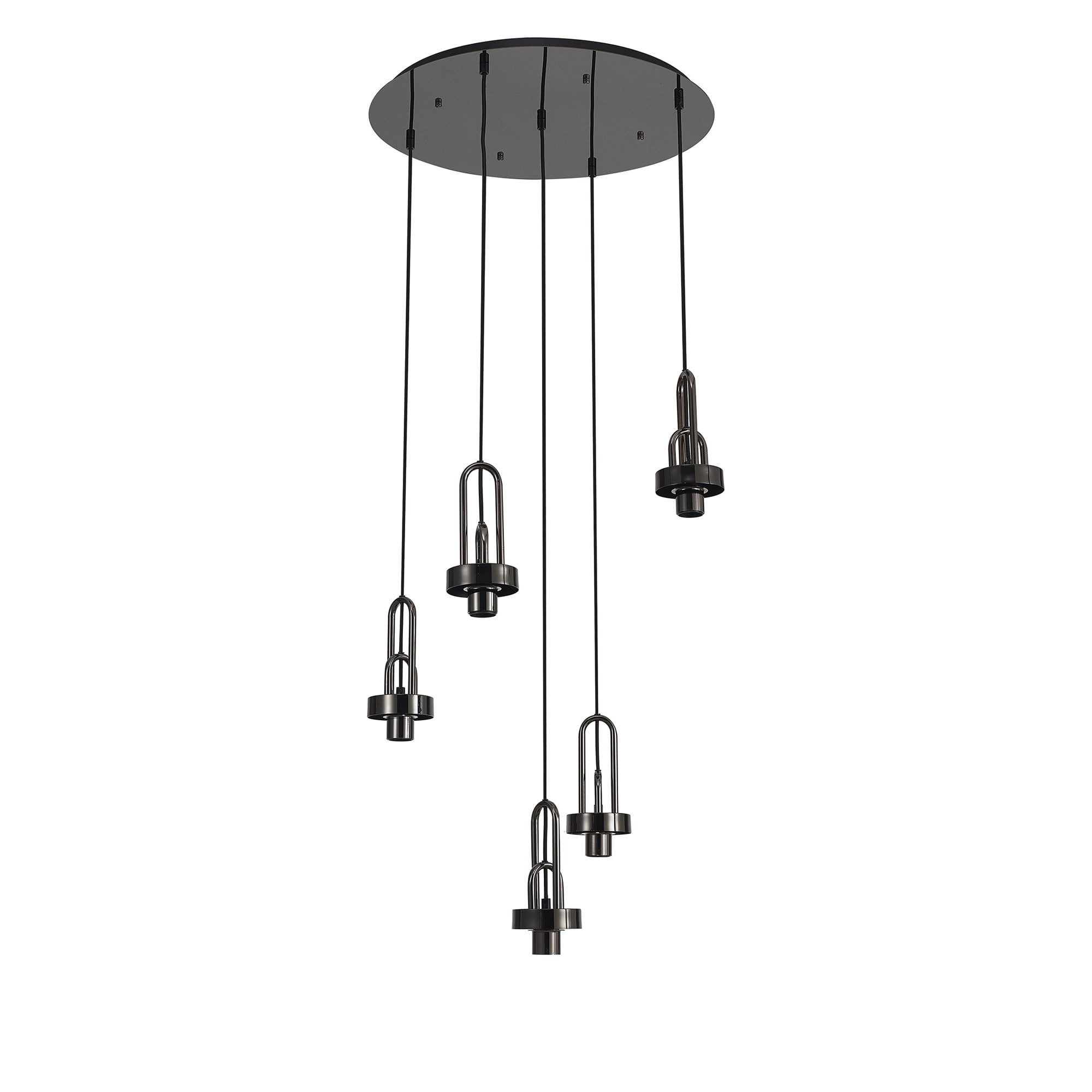Fabula Springfield 5 Light Round Suspension Kit - Black Chrome - Frame Only