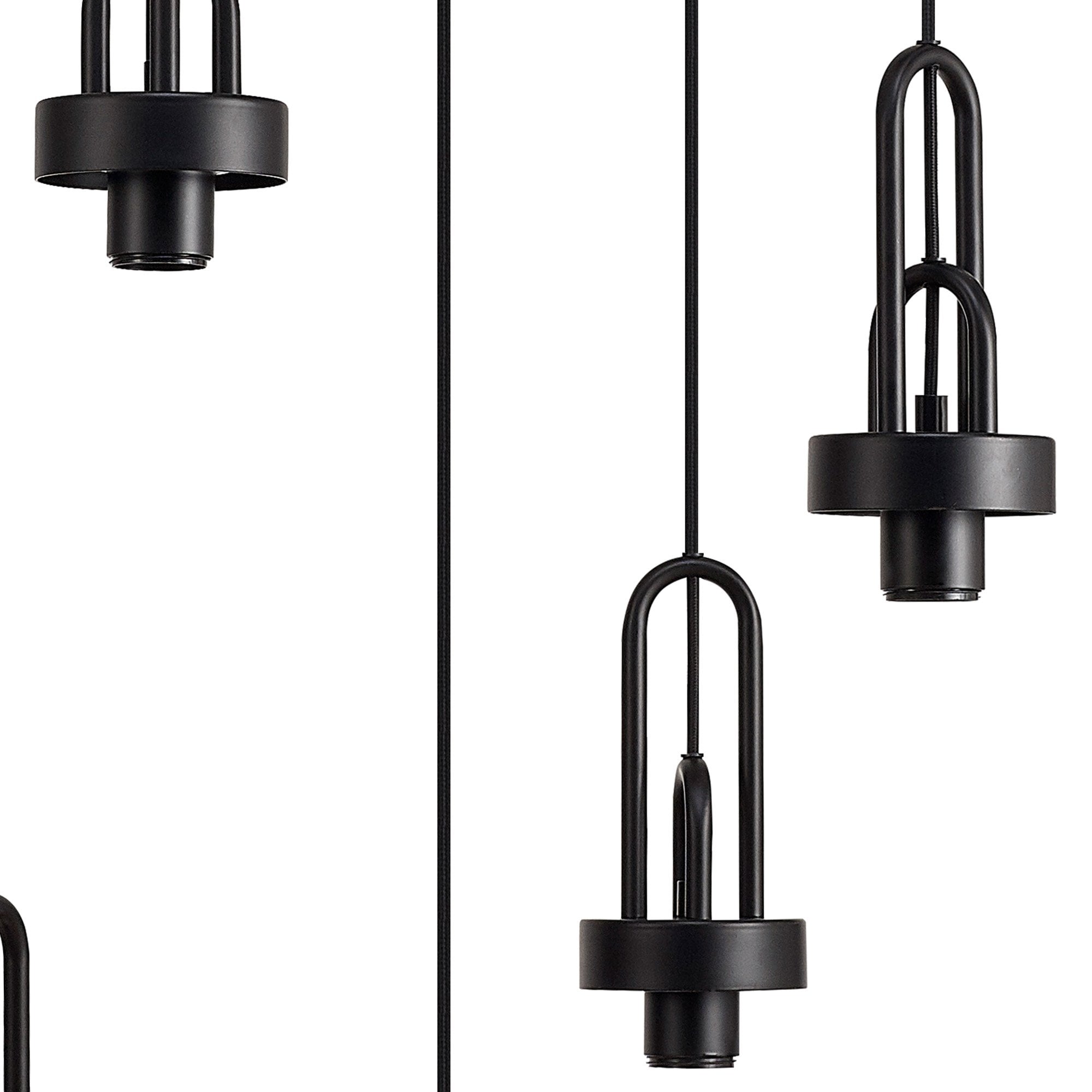 Fabula Springfield 5 Light Round Suspension Kit - Matt Black - Frame Only