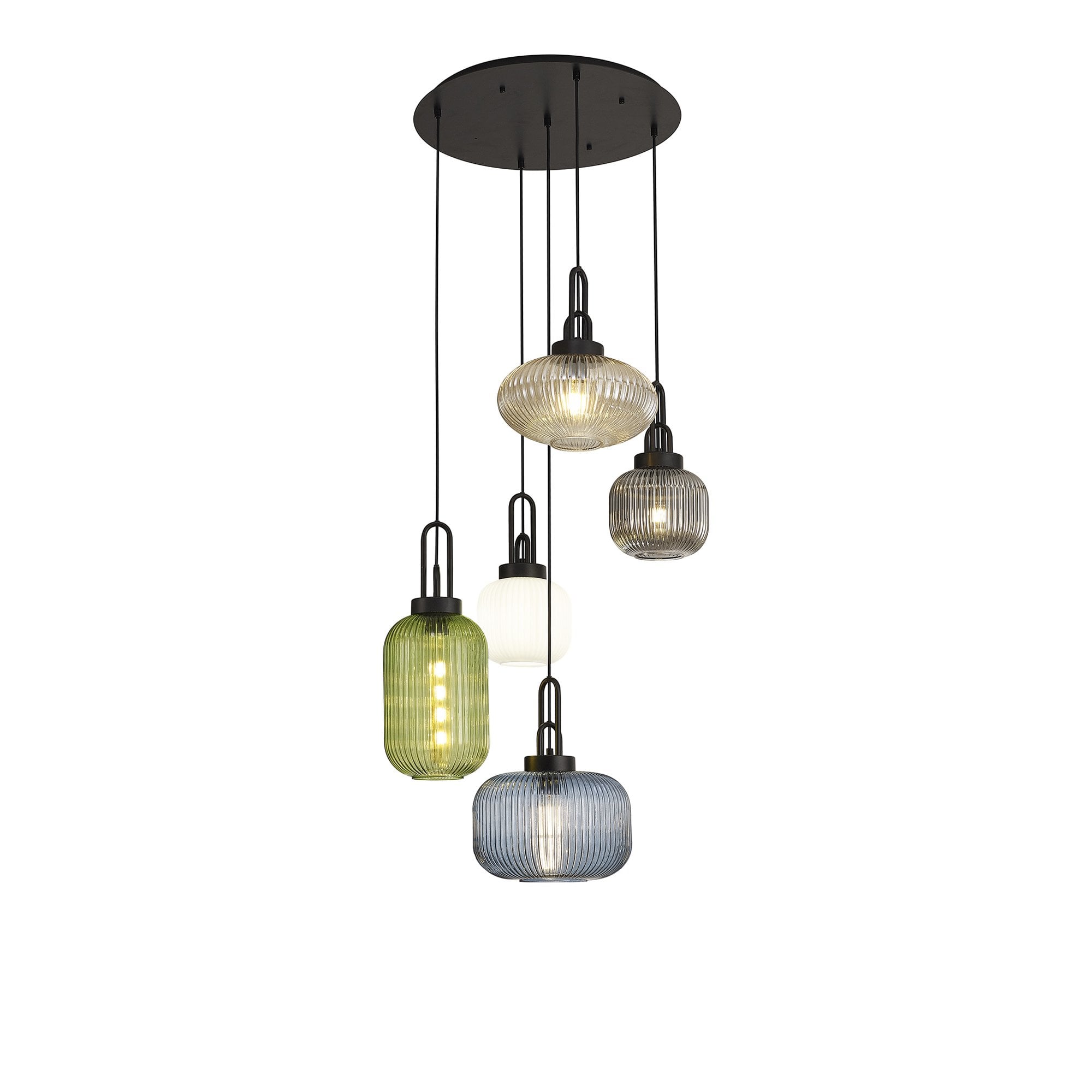 Fabula Springfield 5 Light Round Suspension Kit - Matt Black - Frame Only