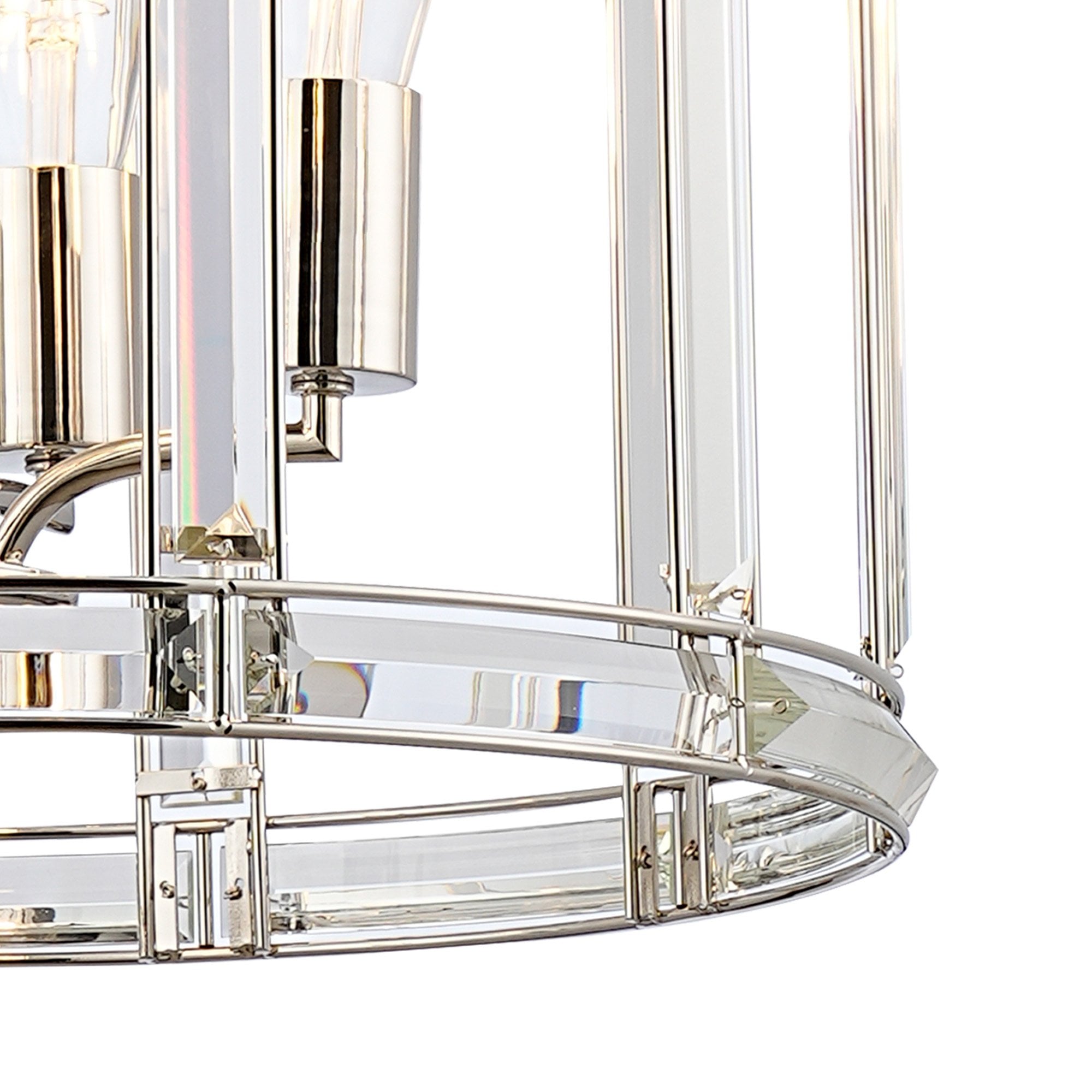Fabula Woodford Medium 8 Light Round Column Pendant - Polished Nickel
