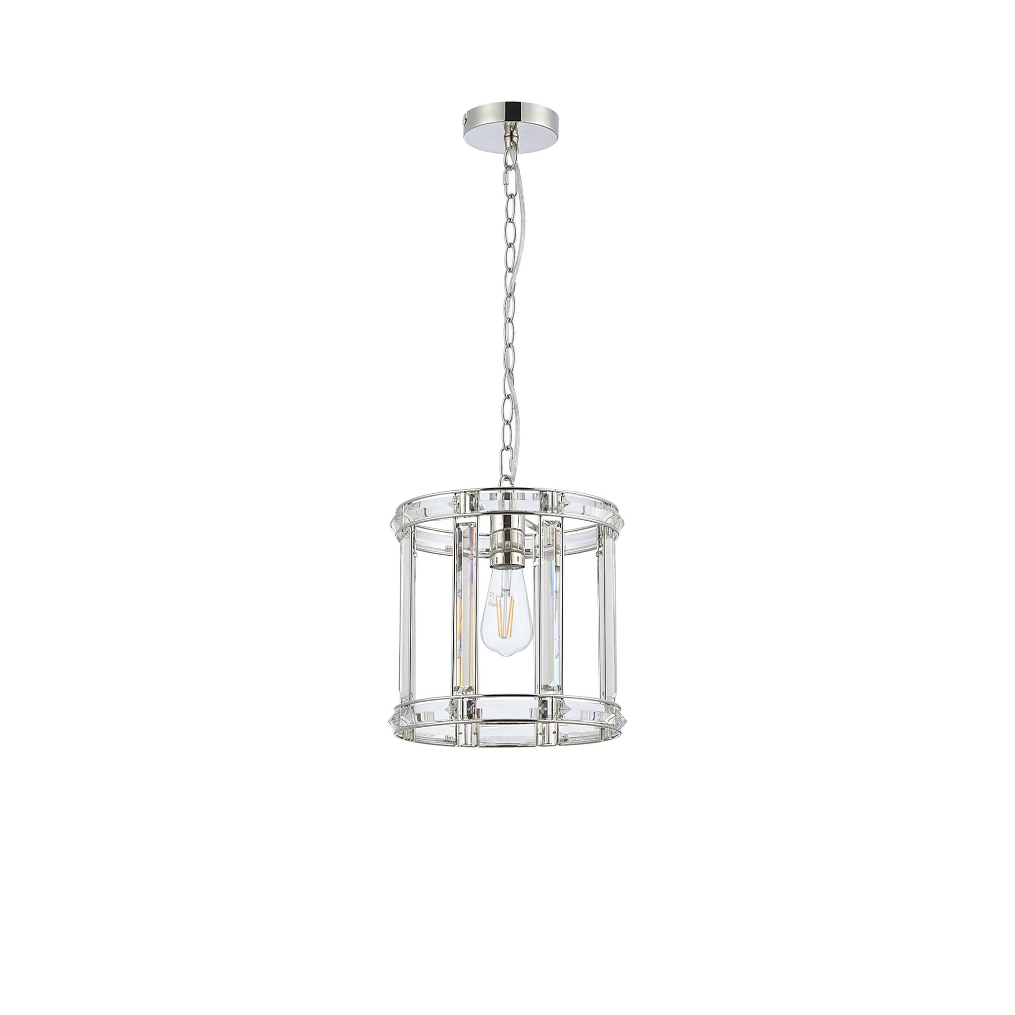 Fabula Woodford Single Round Drum Semi-Flush/Pendant - Polished Nickel
