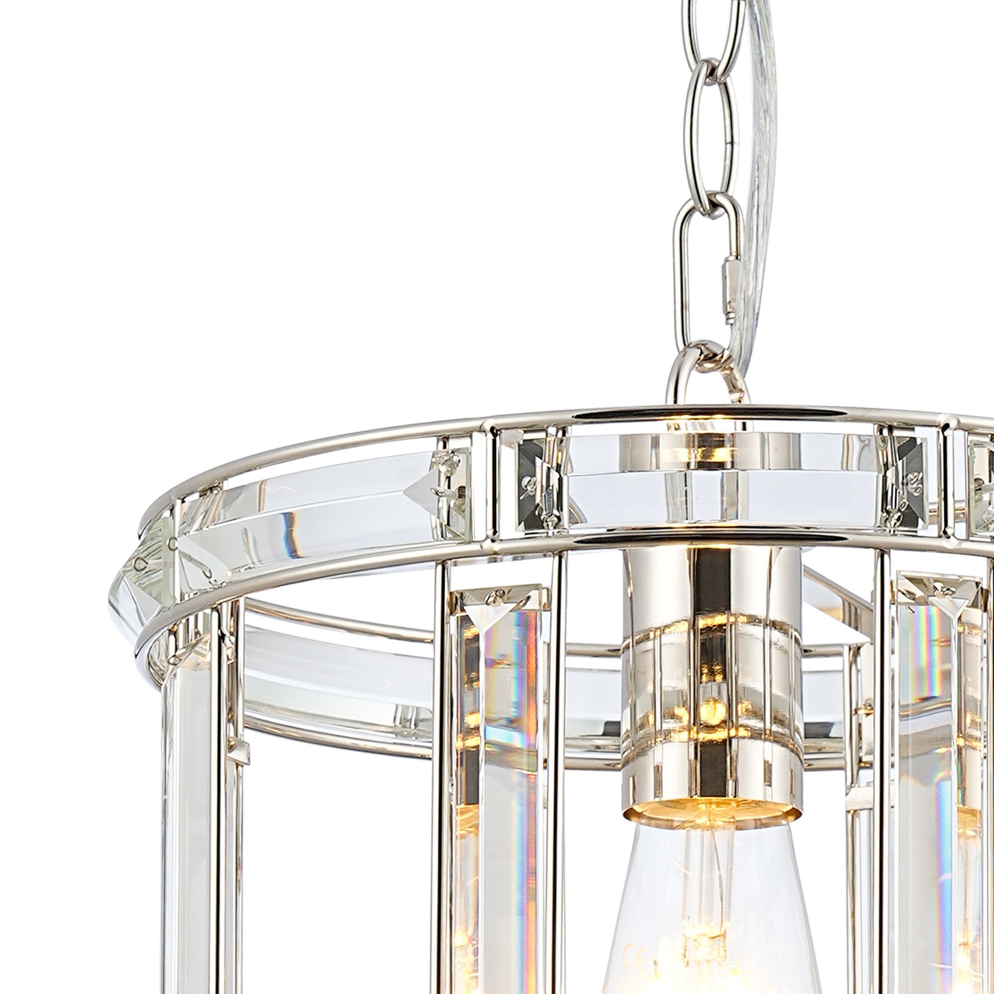 Fabula Woodford Single Round Drum Semi-Flush/Pendant - Polished Nickel