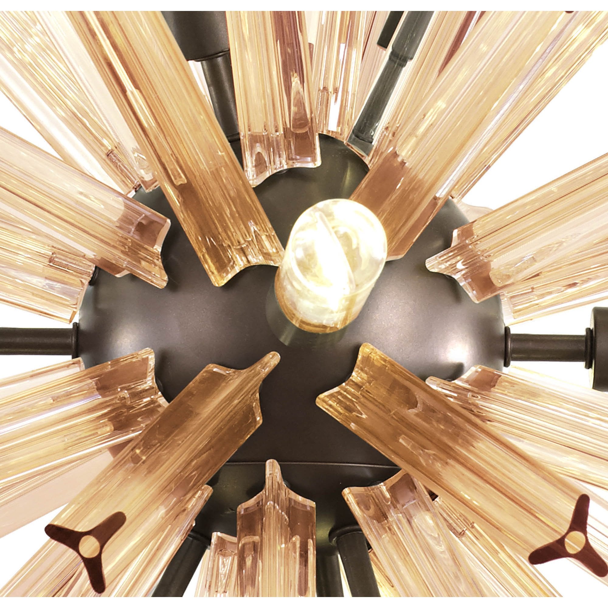 Fabula Wordworth 10 Light Round Pendant - Brown Oxide & Champagne Gold Glass