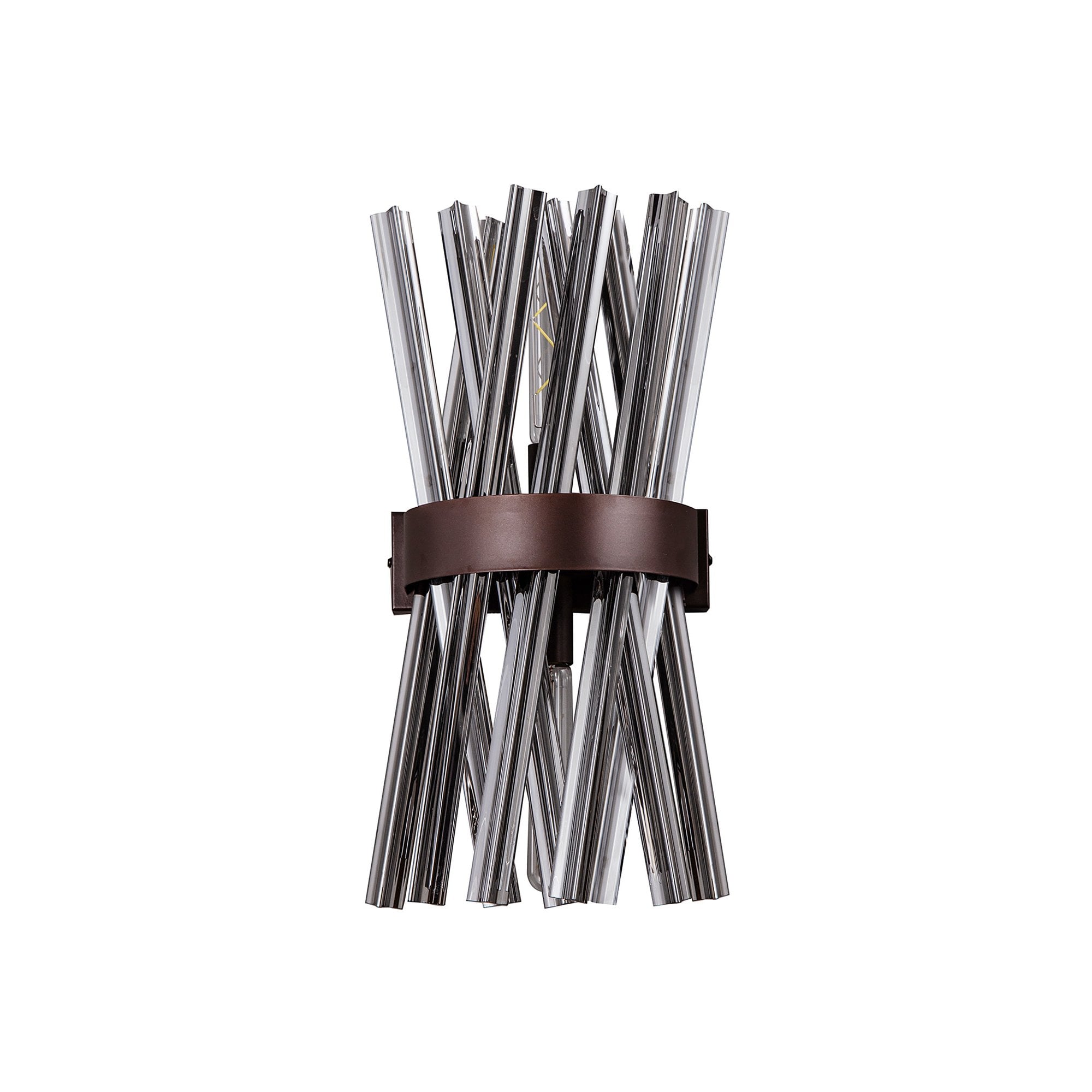 Fabula Wordworth 2 Light Wall Light - Brown Oxide & Smoke Glass