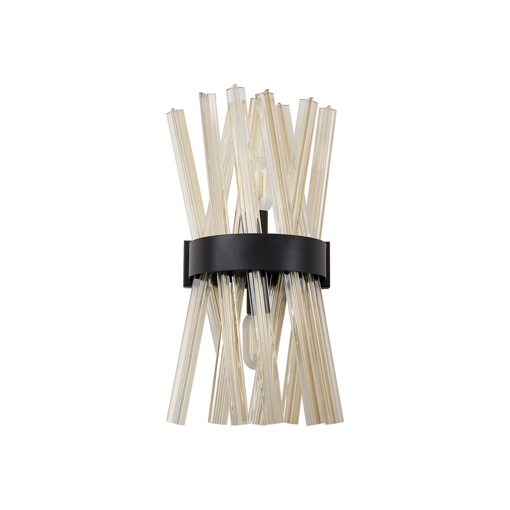 Fabula Wordworth 2 Light Wall Light - Matt Black & Champagne Glass
