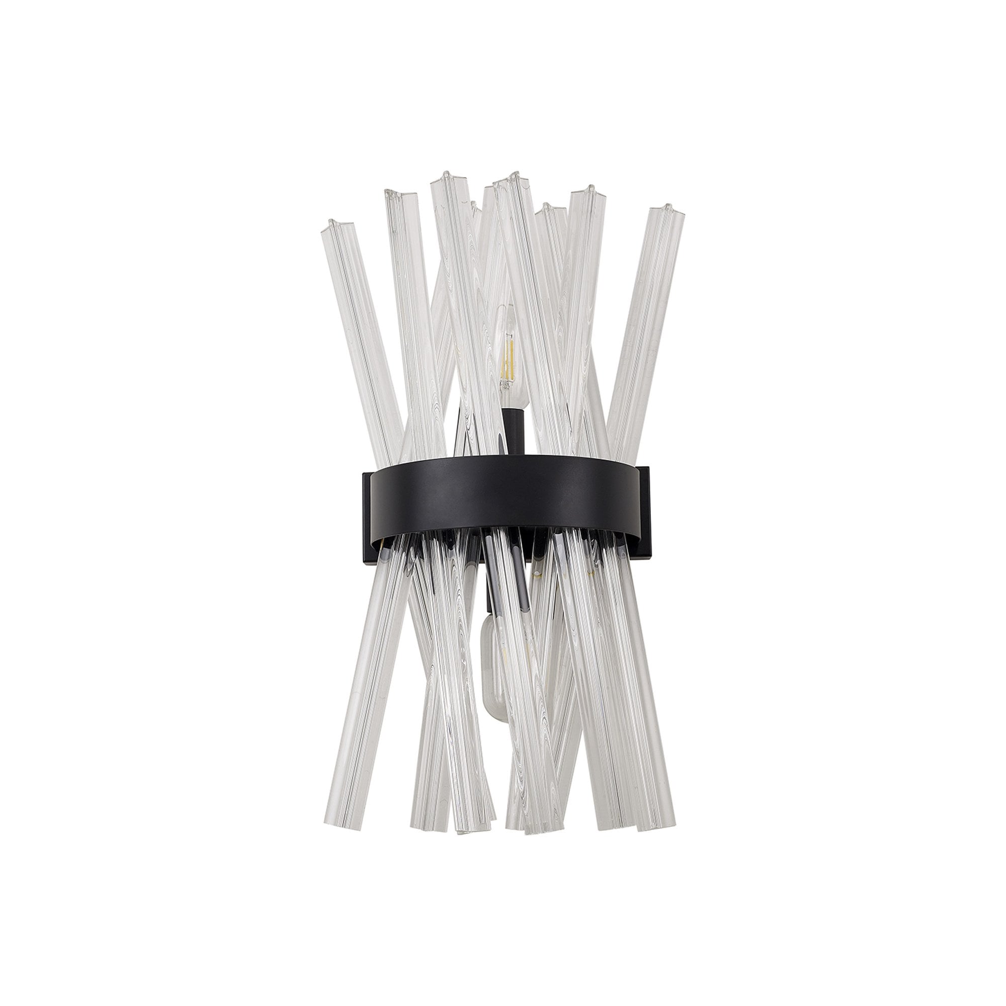 Fabula Wordworth 2 Light Wall Light - Matt Black & Clear Glass