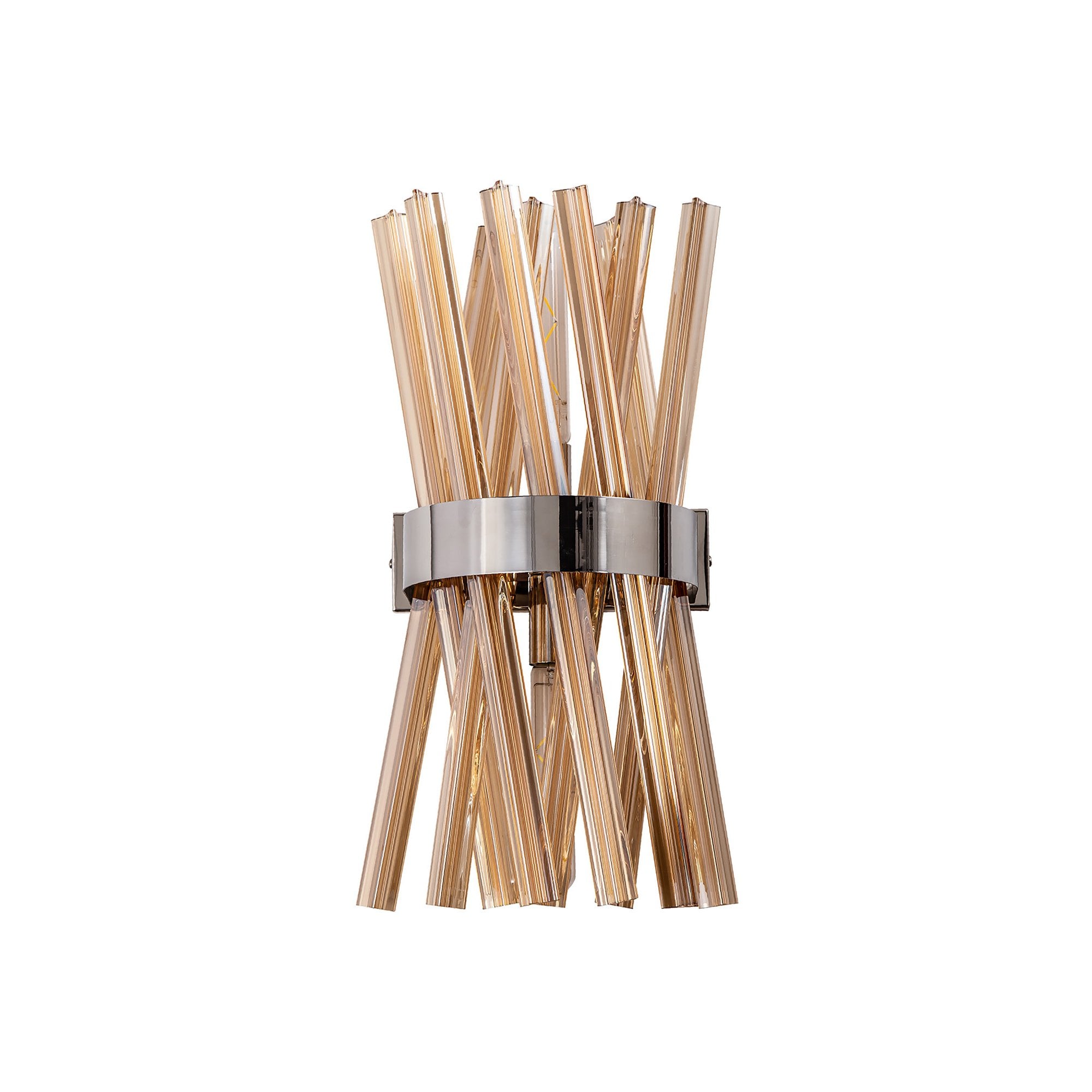 Fabula Wordworth 2 Light Wall Light - Polished Nickel & Champagne Glass