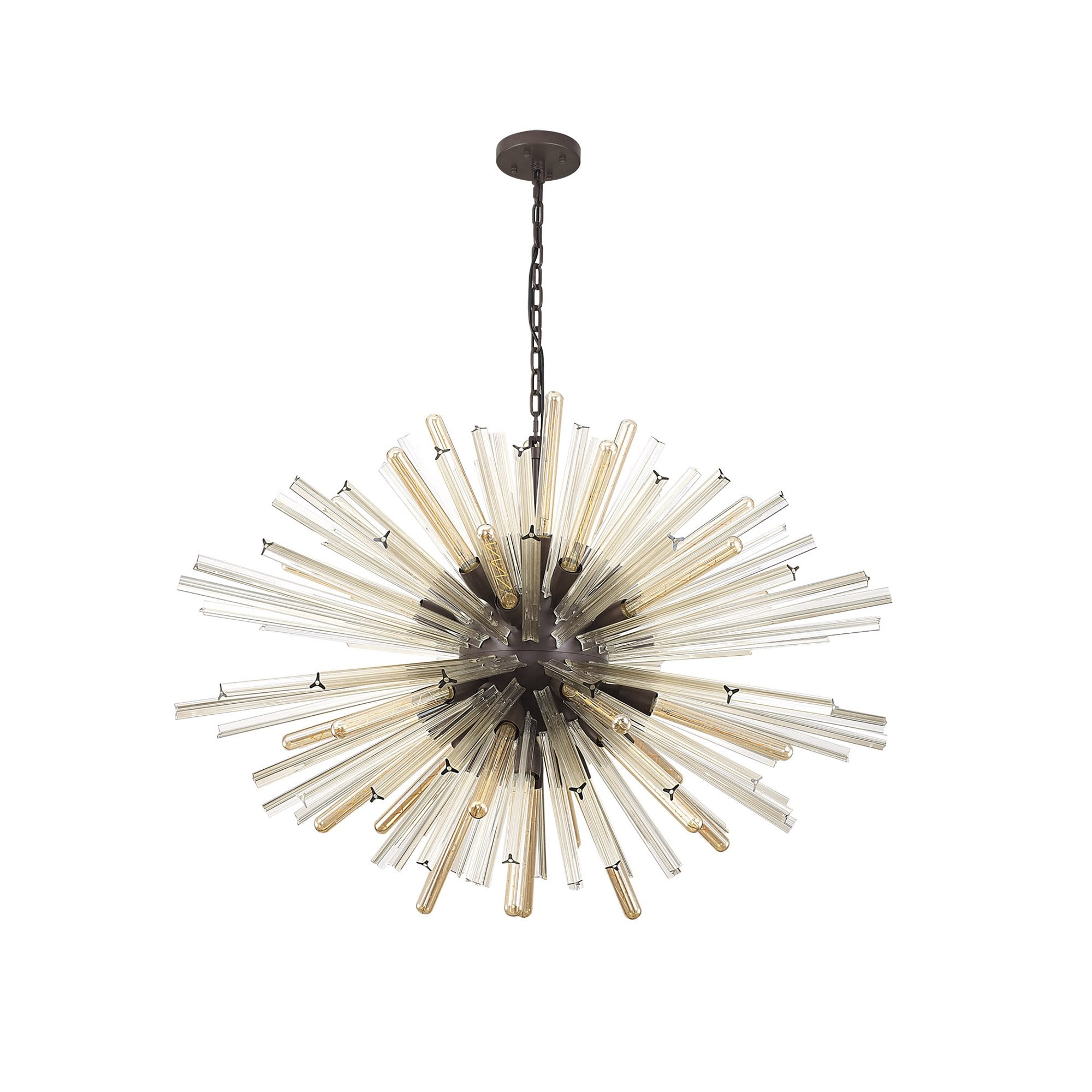 Fabula Wordworth 32 Light Oval Pendant - Brown Oxide & Champagne Glass