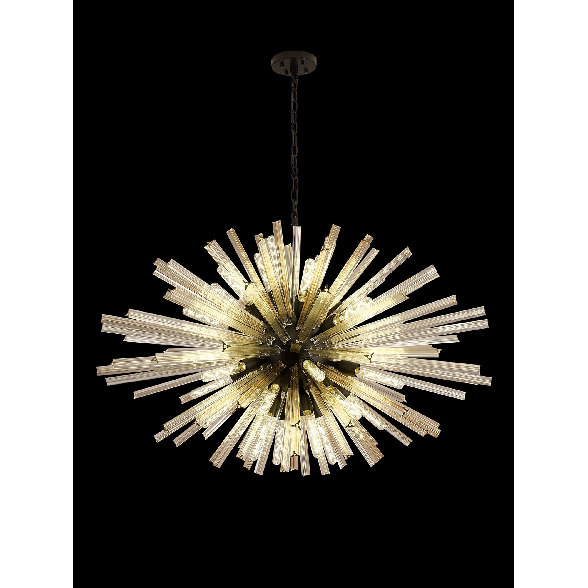 Fabula Wordworth 32 Light Oval Pendant - Matt Black & Champagne Glass