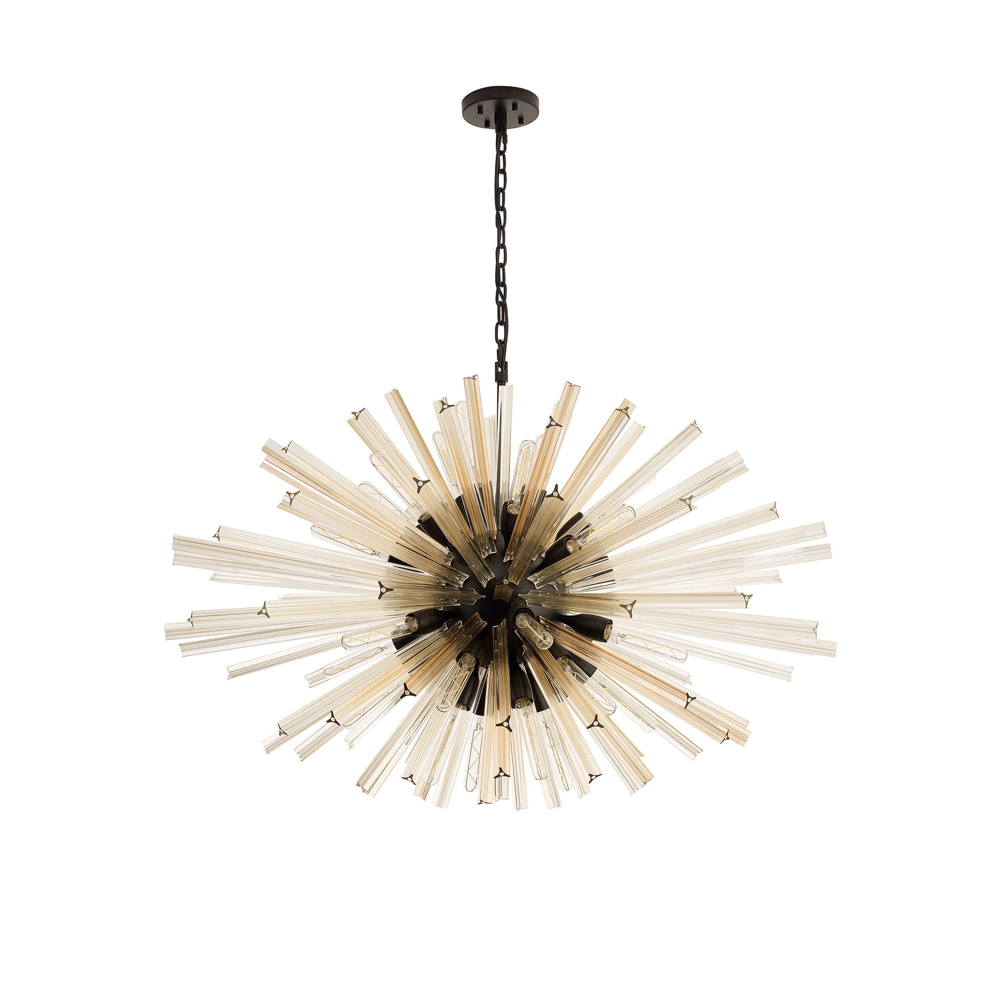 Fabula Wordworth 32 Light Oval Pendant - Matt Black & Champagne Glass