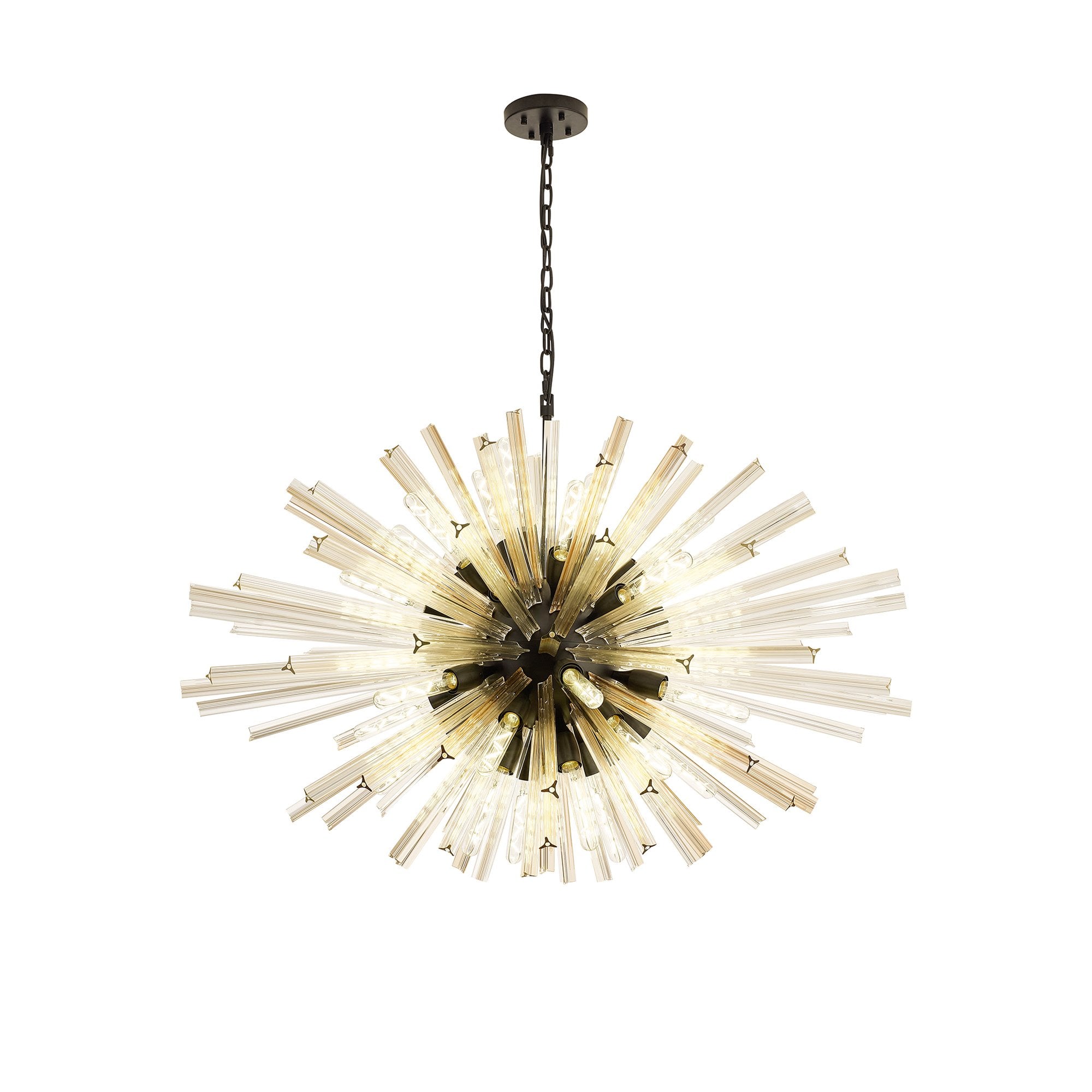 Fabula Wordworth 32 Light Oval Pendant - Matt Black & Champagne Glass