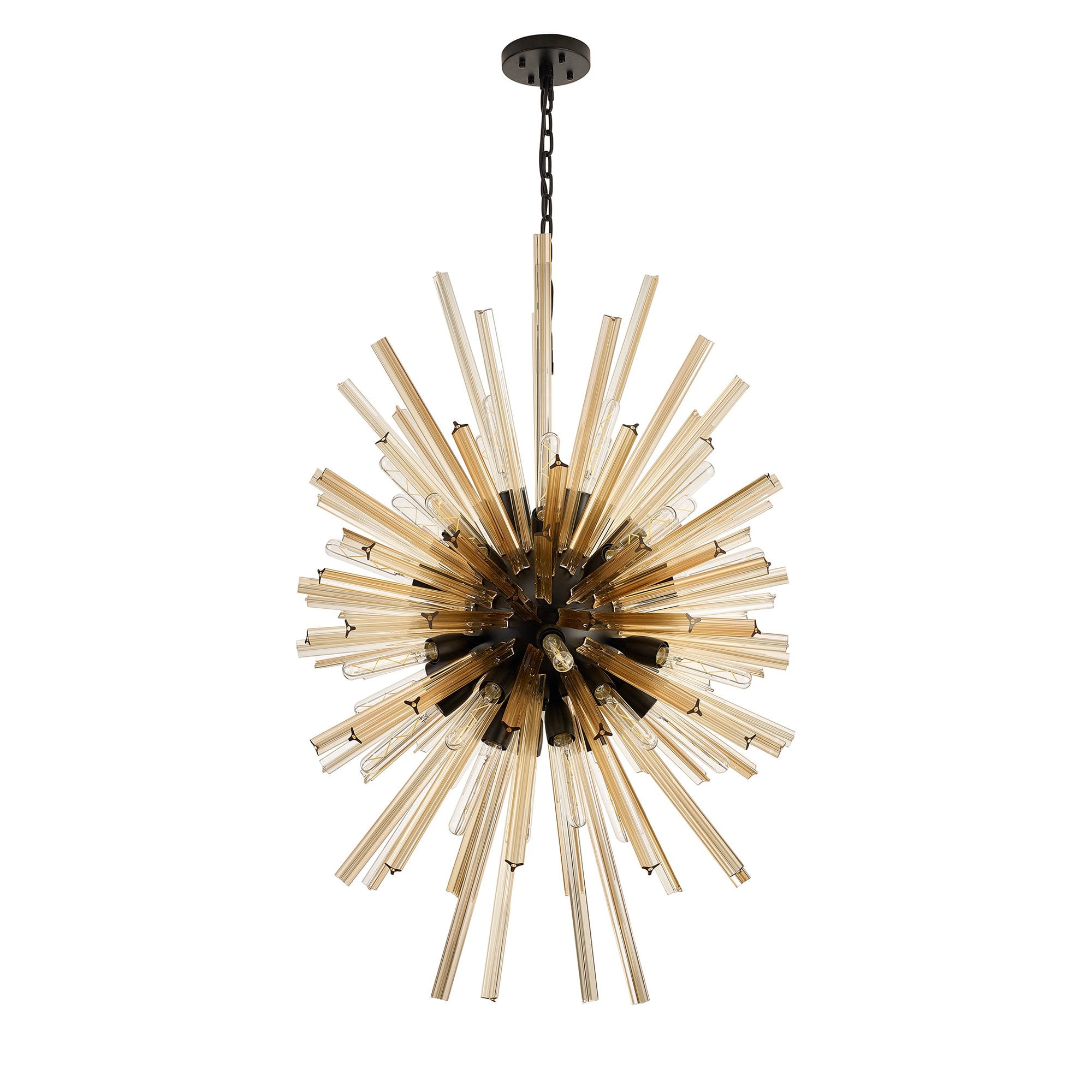 Fabula Wordworth 32 Light Vertical Oval Pendant - Matt Black & Champagne Glass