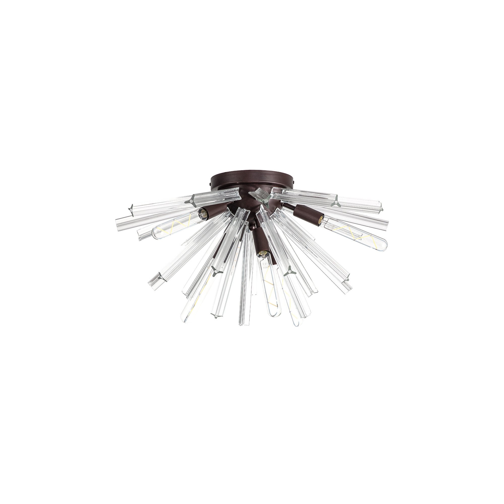 Fabula Wordworth 6 Light Semi-Flush Light - Brown Oxide & Clear Glass