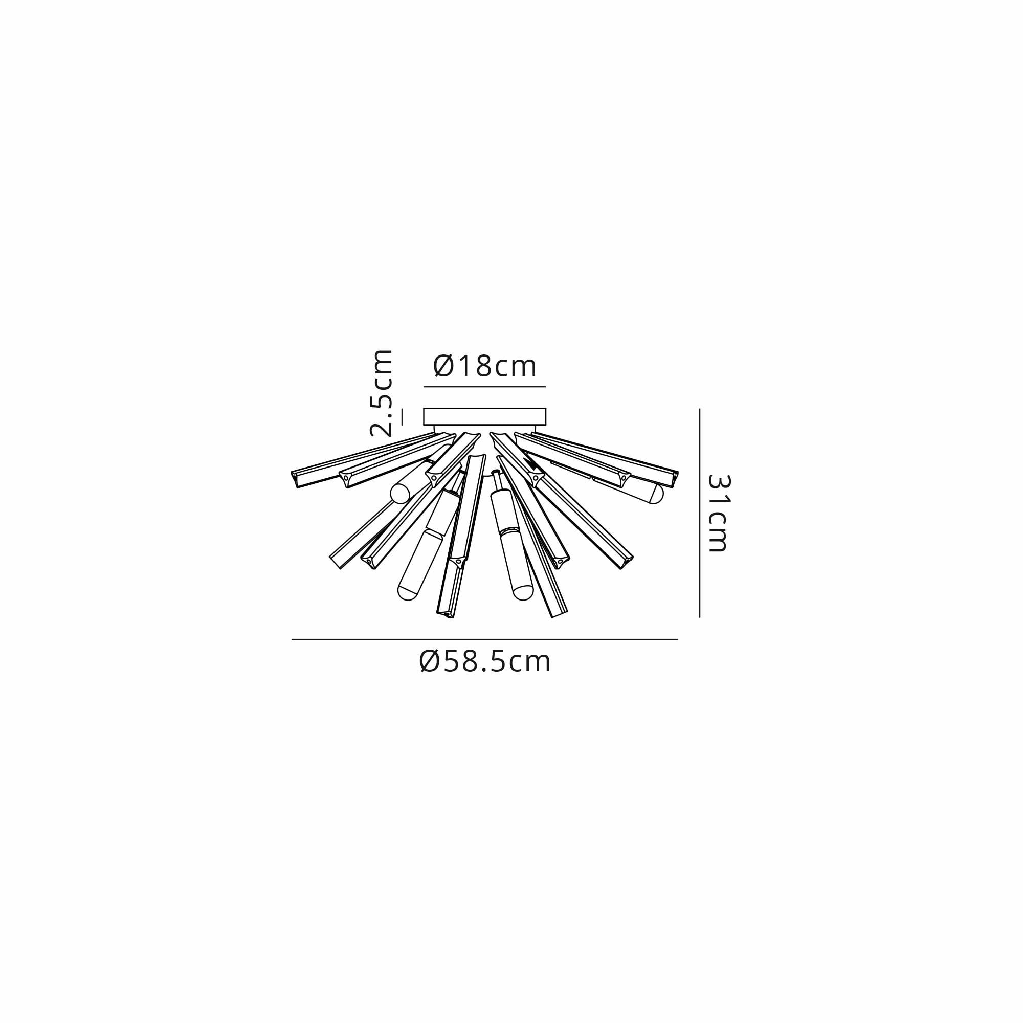 Fabula Wordworth 6 Light Semi-Flush Light - Matt Black & Smoke Glass