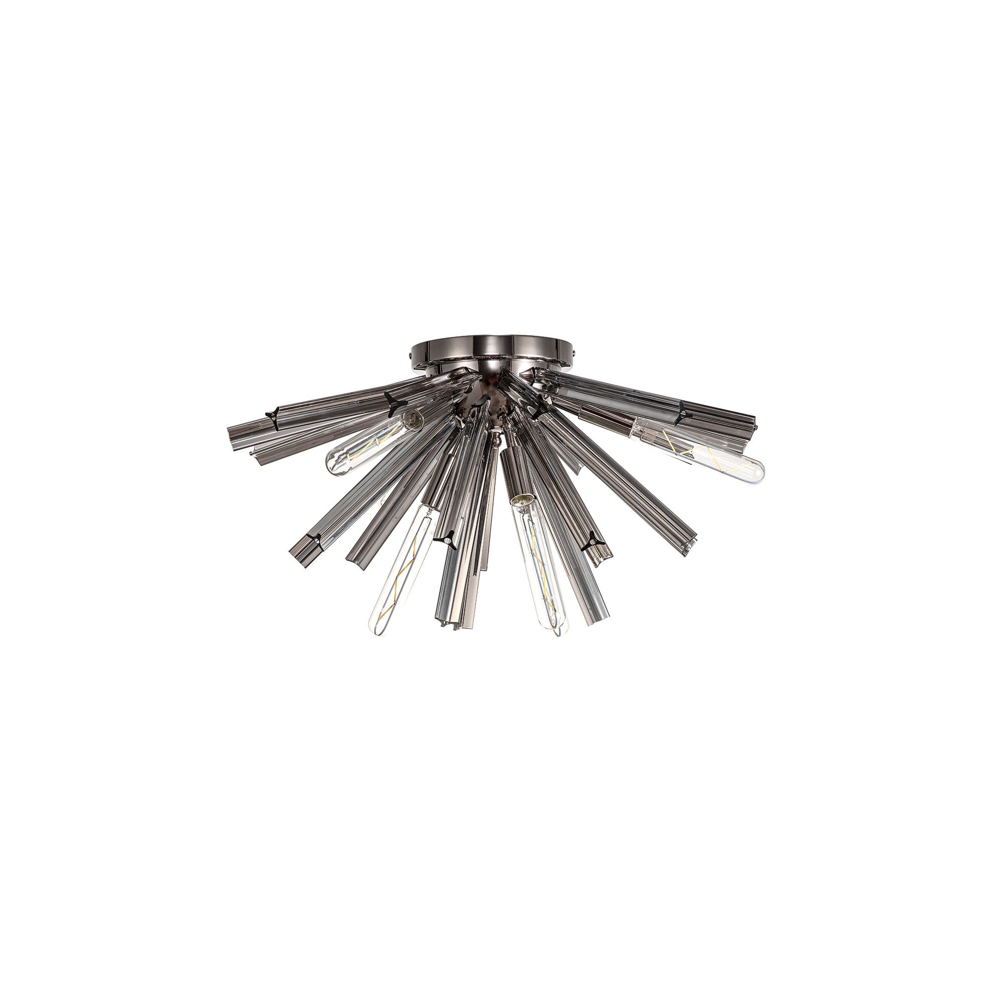 Fabula Wordworth 6 Light Semi-Flush Light - Polished Nickel & Smoke Glass