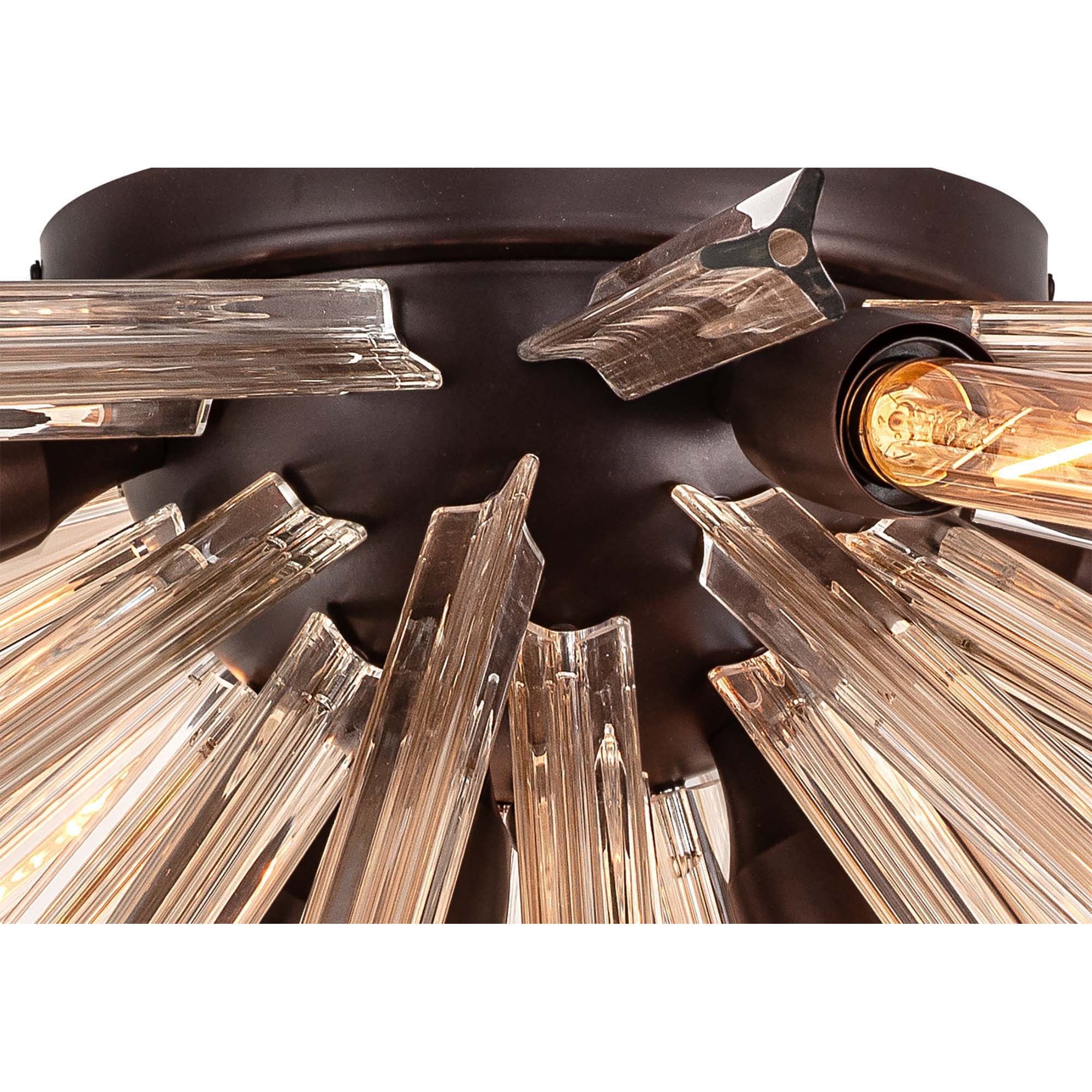 Fabula Wordworth 8 Light Semi-Flush Light - Brown Oxide & Champagne Gold Glass