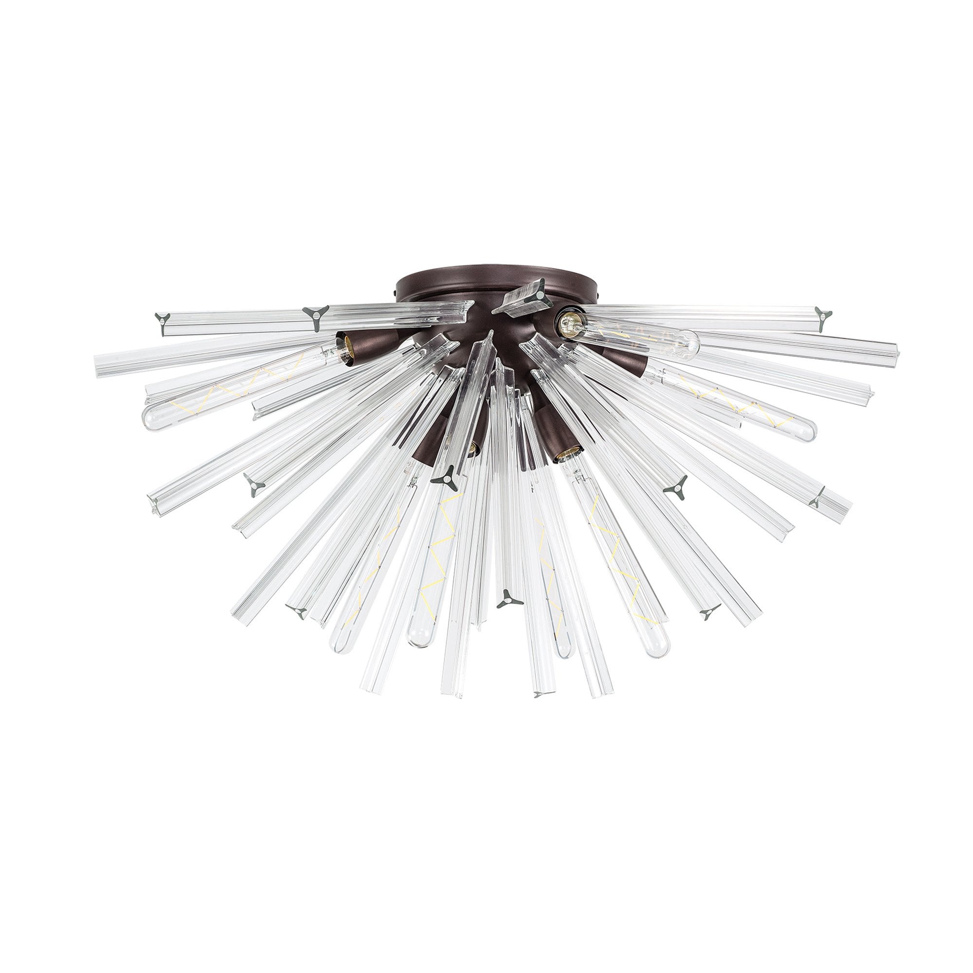 Fabula Wordworth 8 Light Semi-Flush Light - Brown Oxide & Clear Glass
