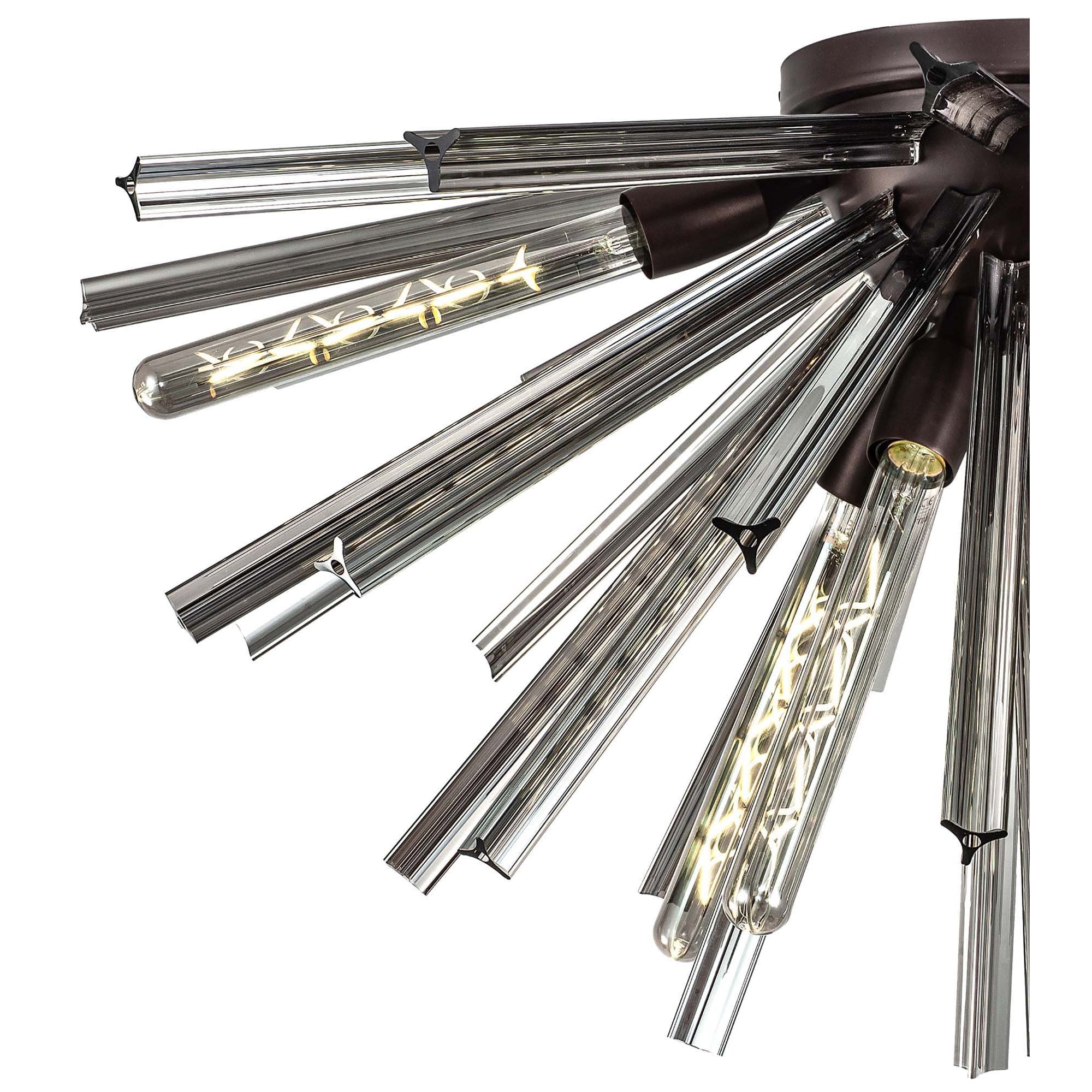 Fabula Wordworth 8 Light Semi-Flush Light - Brown Oxide & Smoke Glass