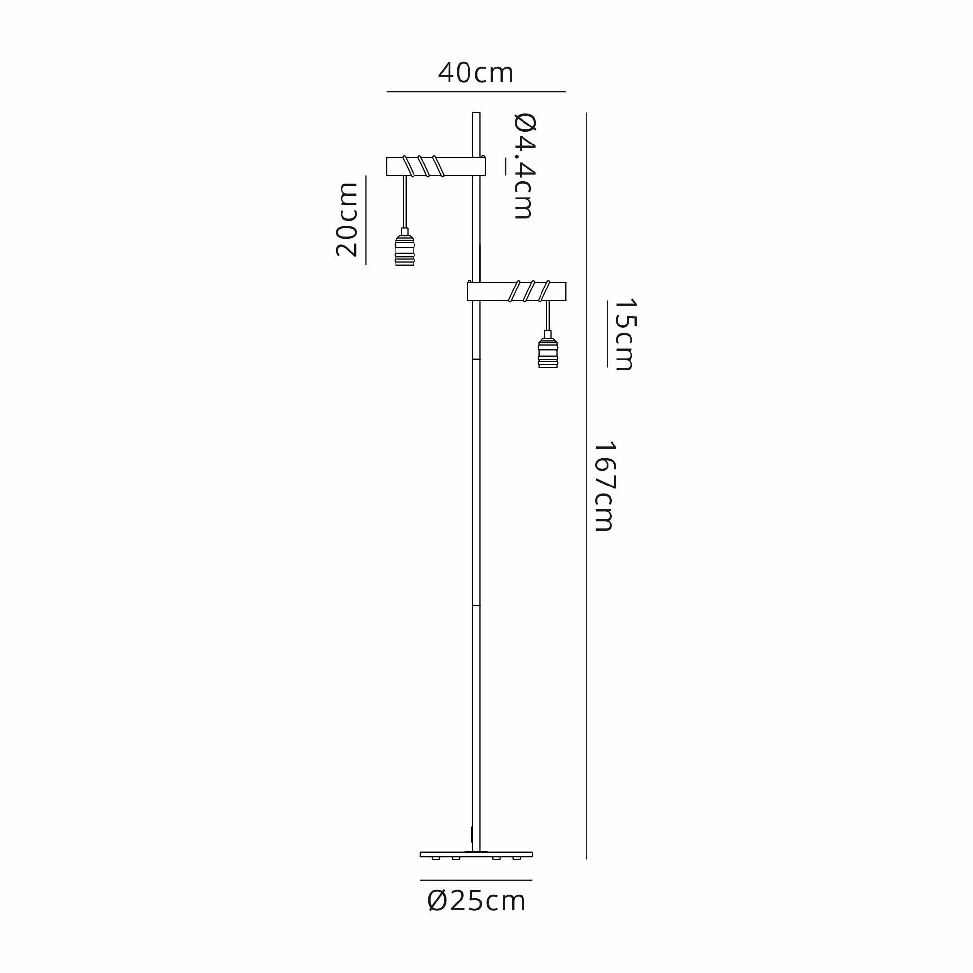 Fabula York 2 Light Floor Lamp - Medium Oak & Antique Brass
