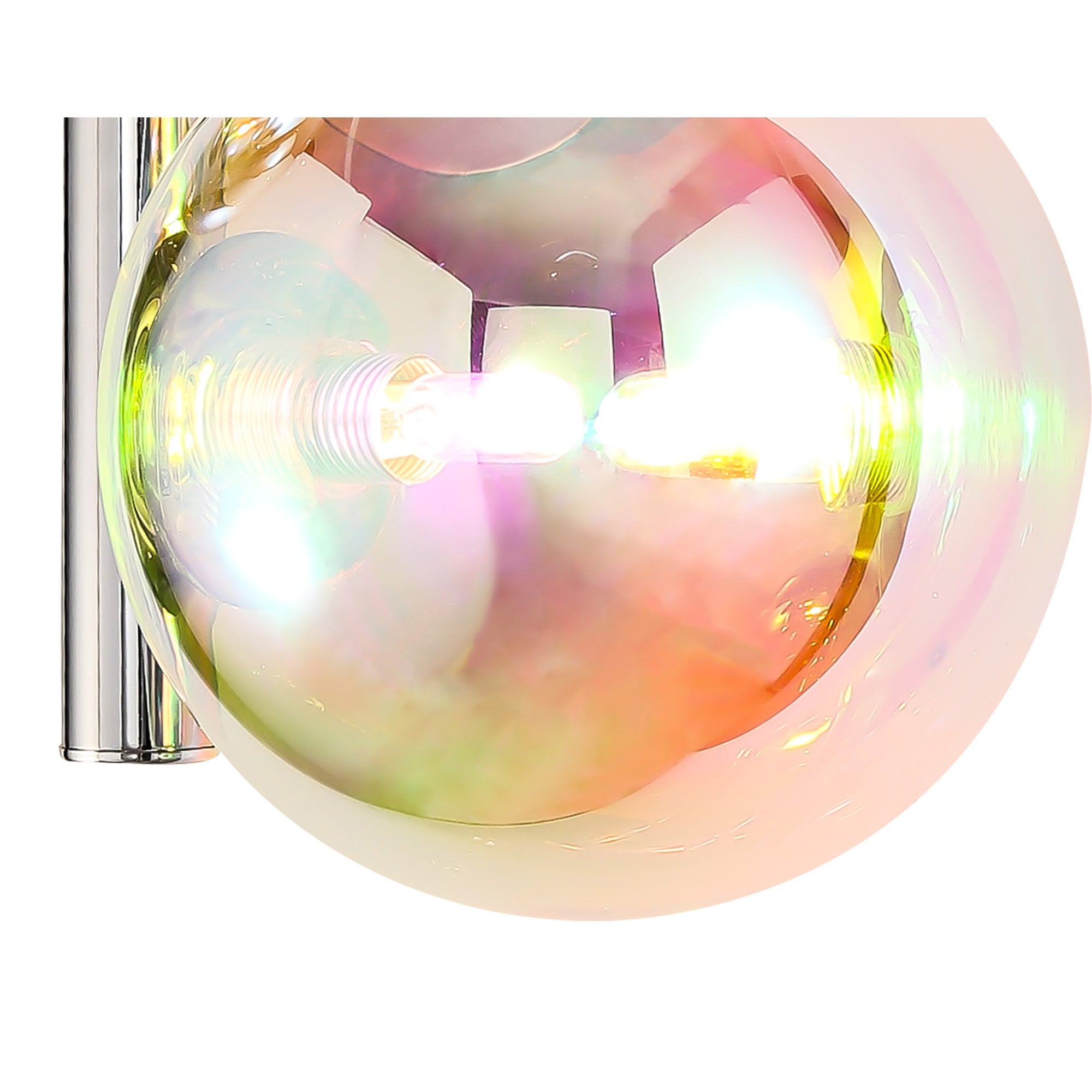 Fabula Roding 2 Light Wall Lamp - Polished Chrome & Iridescent Glass