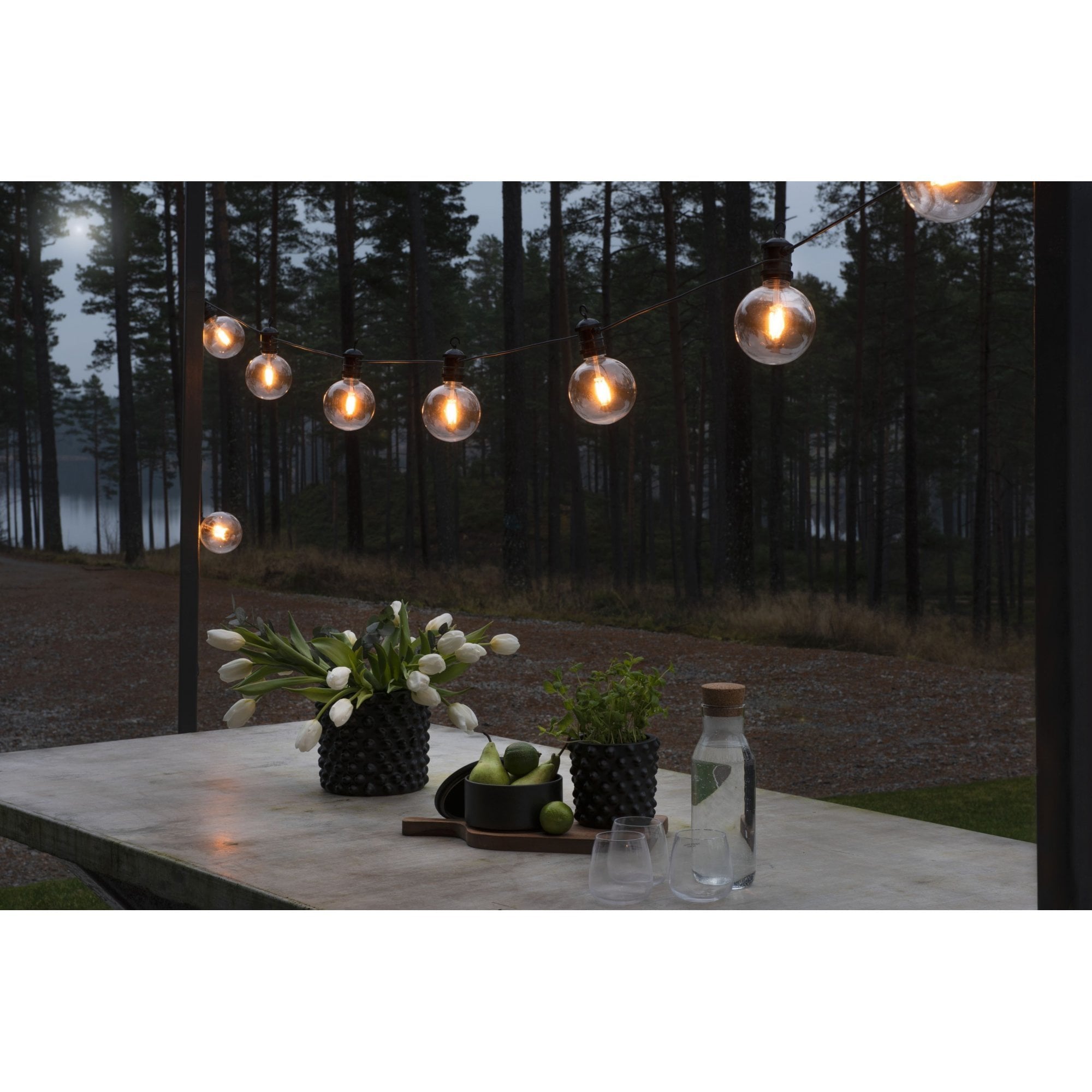 Konstsmide Festoon 9.15m Add-On Set - 10 Round LED Bulbs - 1800K